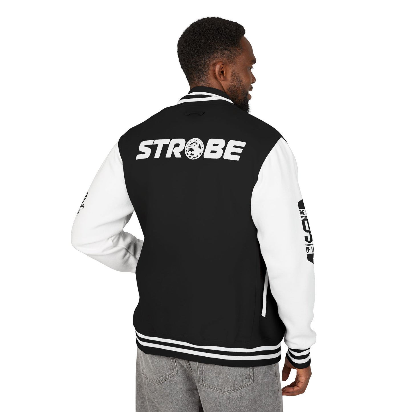 Strobe Records Unisex Letterman Jacket with Bold Graphics, Stylish Sportswear, Streetwear for the Dancefloor
