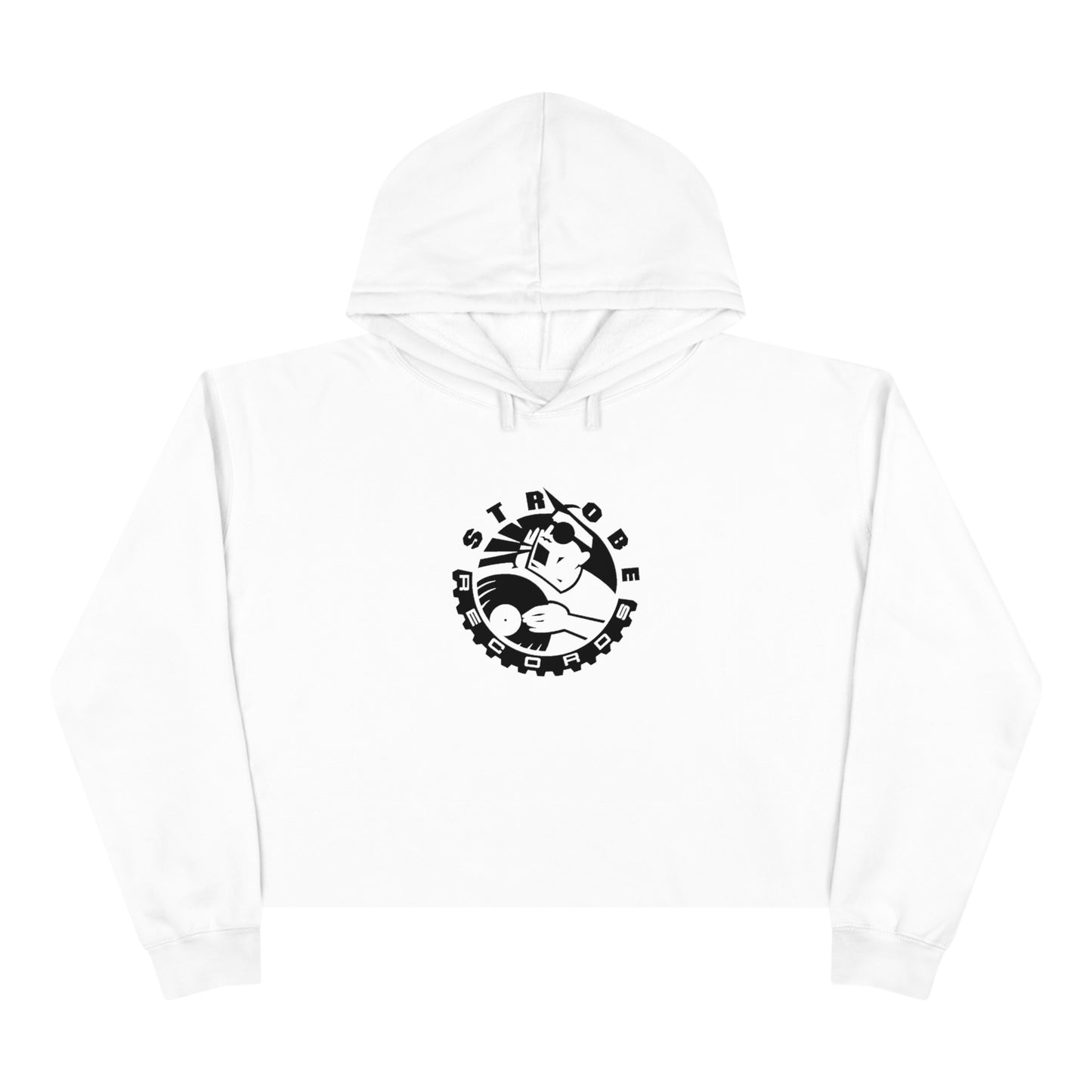 Strobe Records Classic White Crop Hoodie