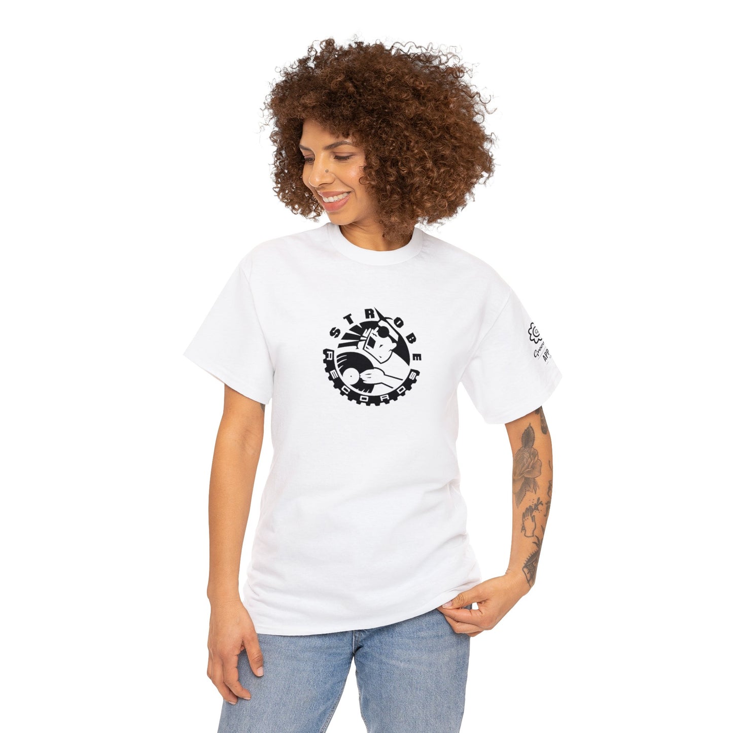 Strobe Records Classic White Unisex Heavy Cotton Tee