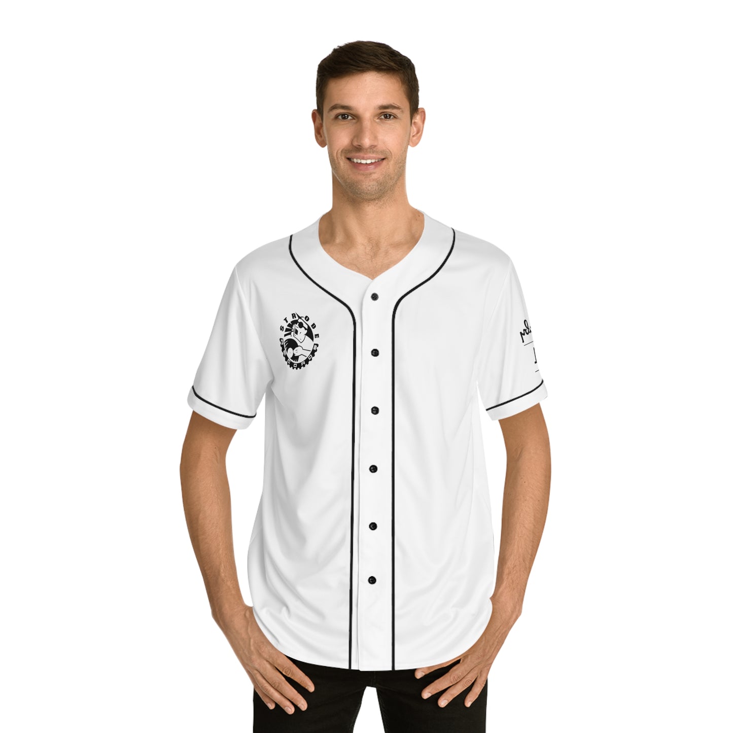 Strobe Records Classic White Men's Baseball Jersey