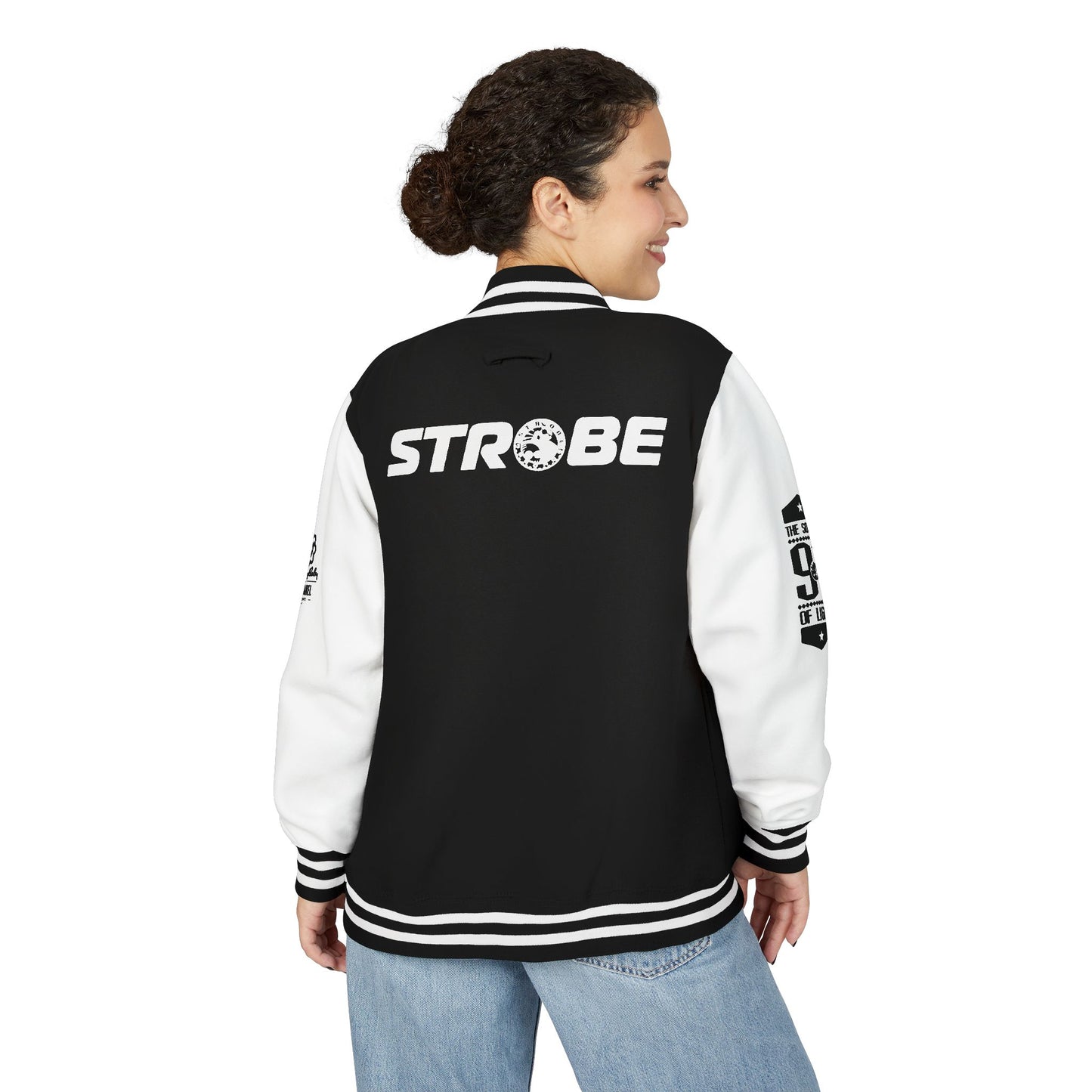 Strobe Records Unisex Letterman Jacket with Bold Graphics, Stylish Sportswear, Streetwear for the Dancefloor