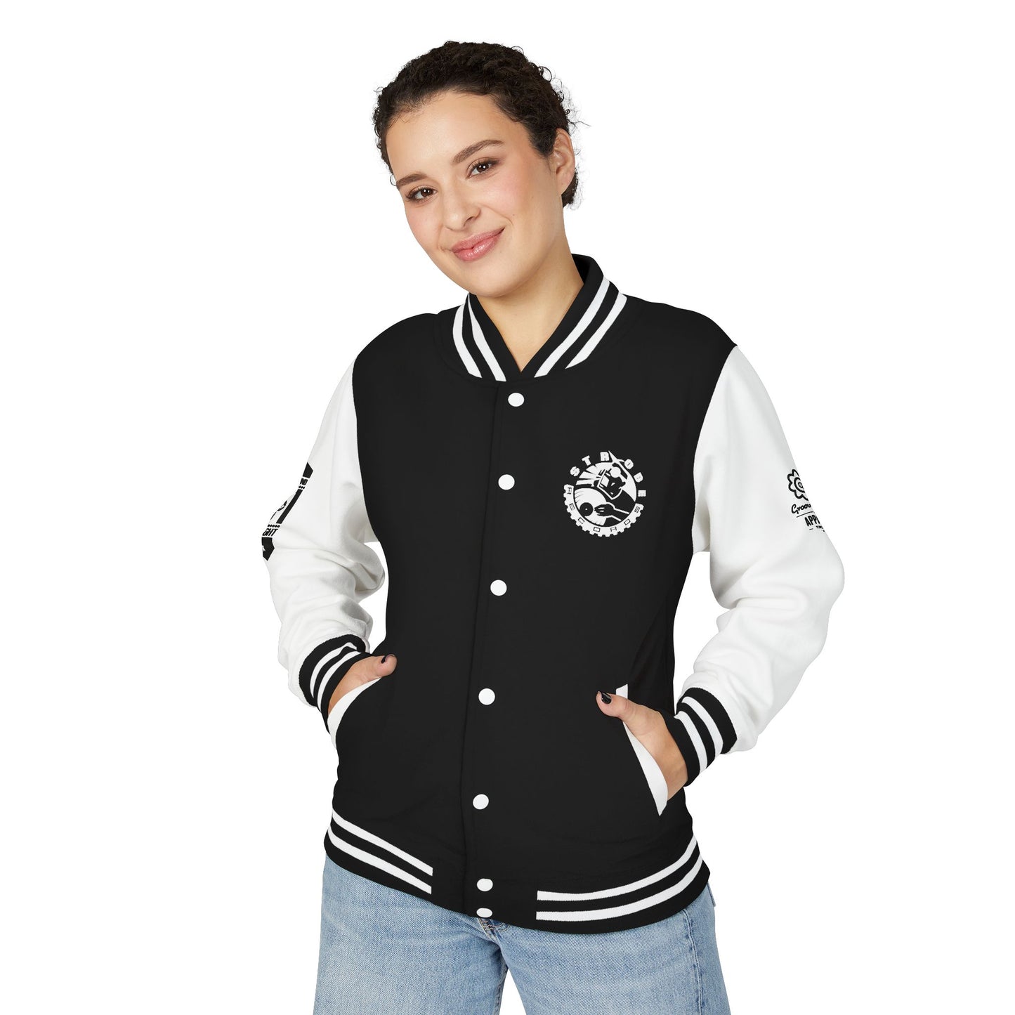 Strobe Records Unisex Letterman Jacket with Bold Graphics, Stylish Sportswear, Streetwear for the Dancefloor