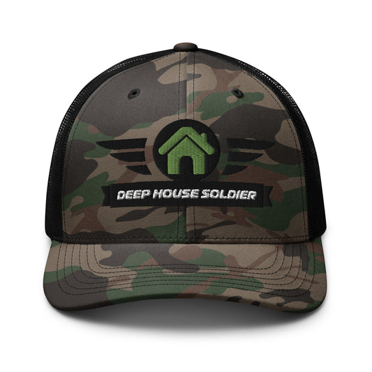 Deep House Soldier Camouflage Trucker Hat - Green - Strobe Records 