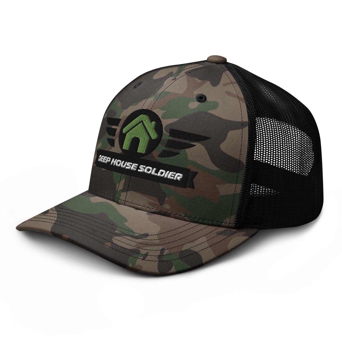 Deep House Soldier Camouflage Trucker Hat - Green - Strobe Records