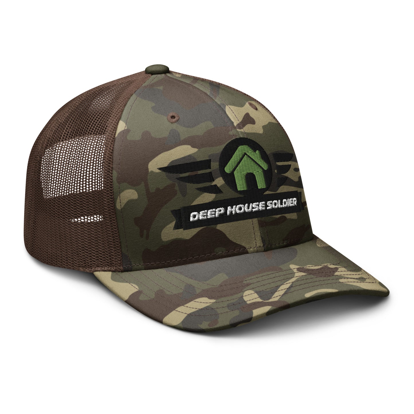 Deep House Soldier Camouflage Trucker Hat - Green