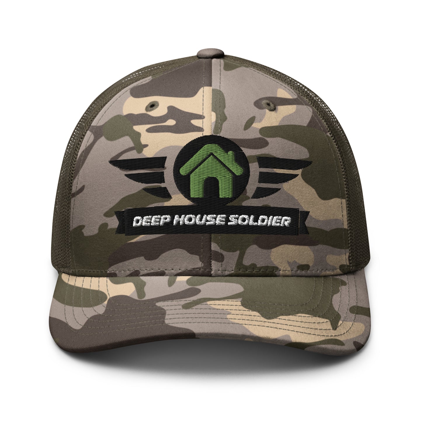 Deep House Soldier Camouflage Trucker Hat - Green