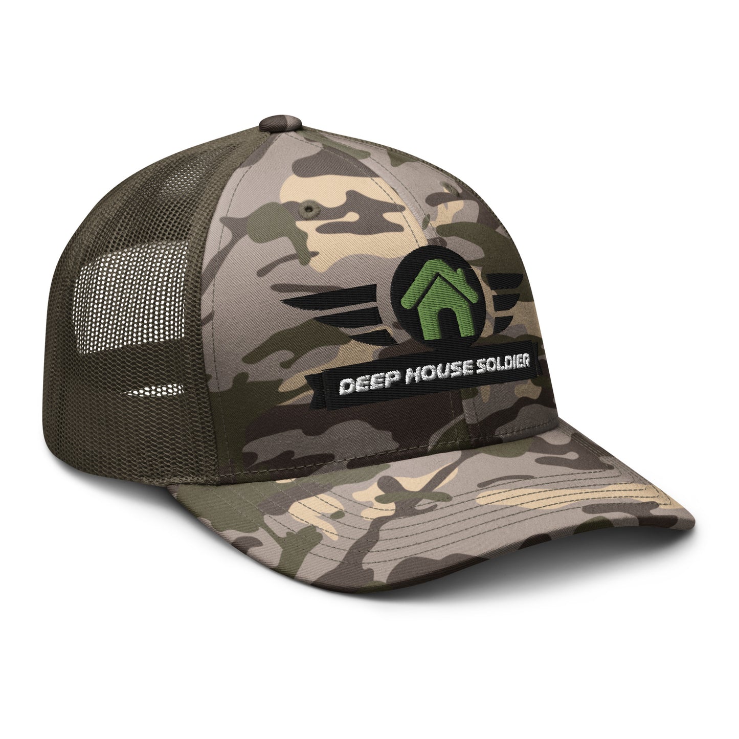 Deep House Soldier Camouflage Trucker Hat - Green