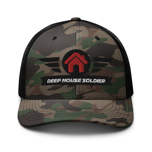 Deep House Soldier Camouflage Trucker Hat - Red