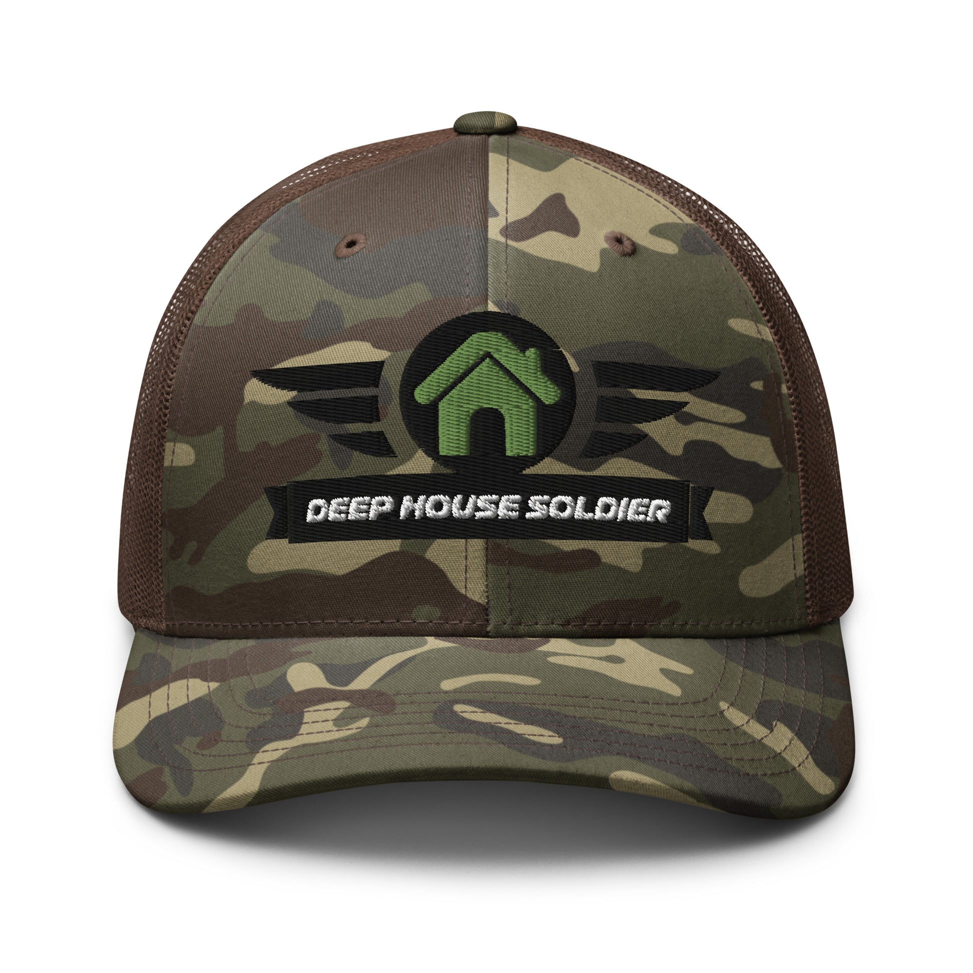 Deep House Soldier Camouflage Trucker Hat - Green - Strobe Records 