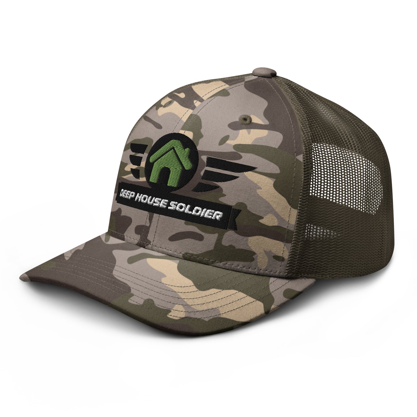 Deep House Soldier Camouflage Trucker Hat - Green