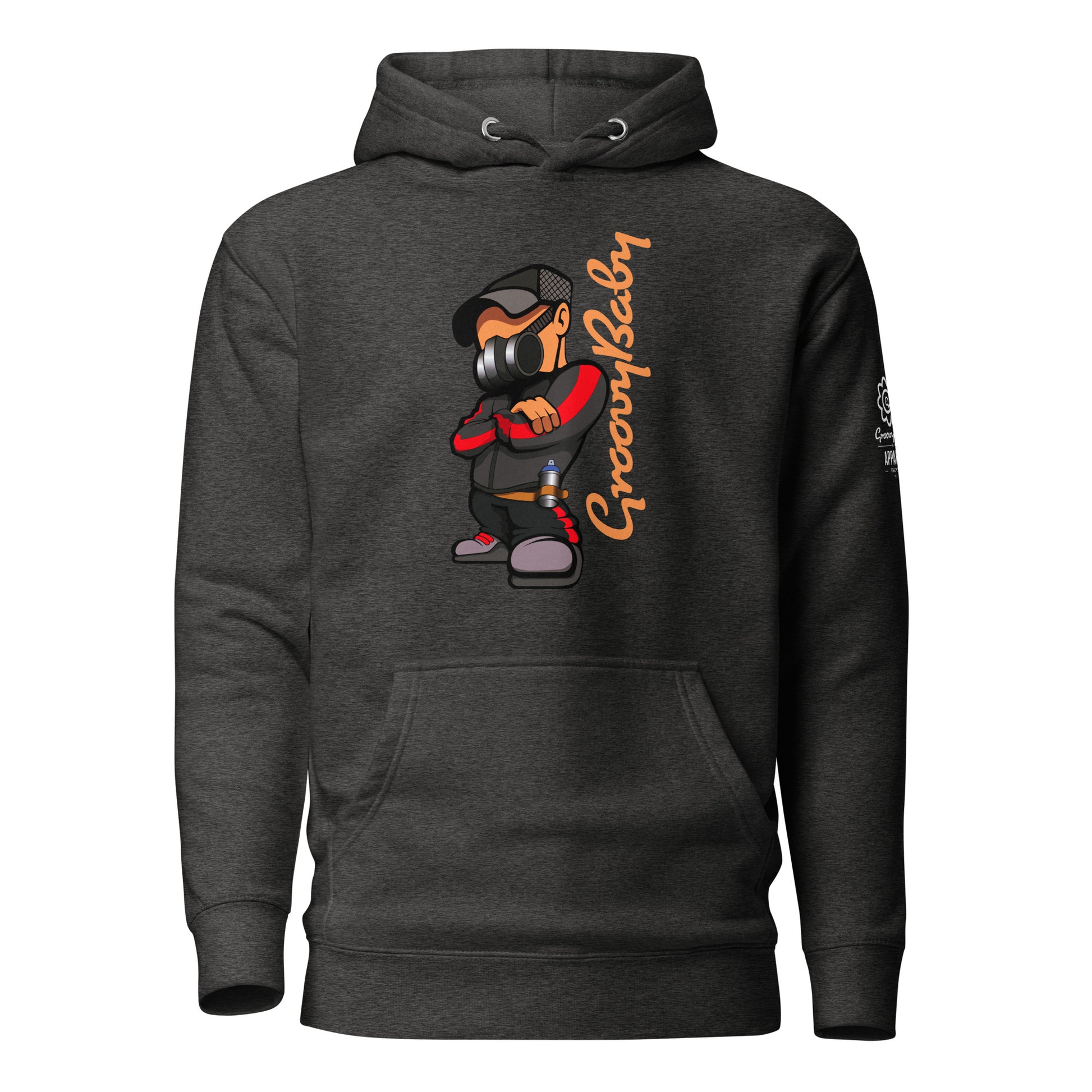 Groovy Baby B-Boy Premium Unisex Hoodie in Charcoal, front view