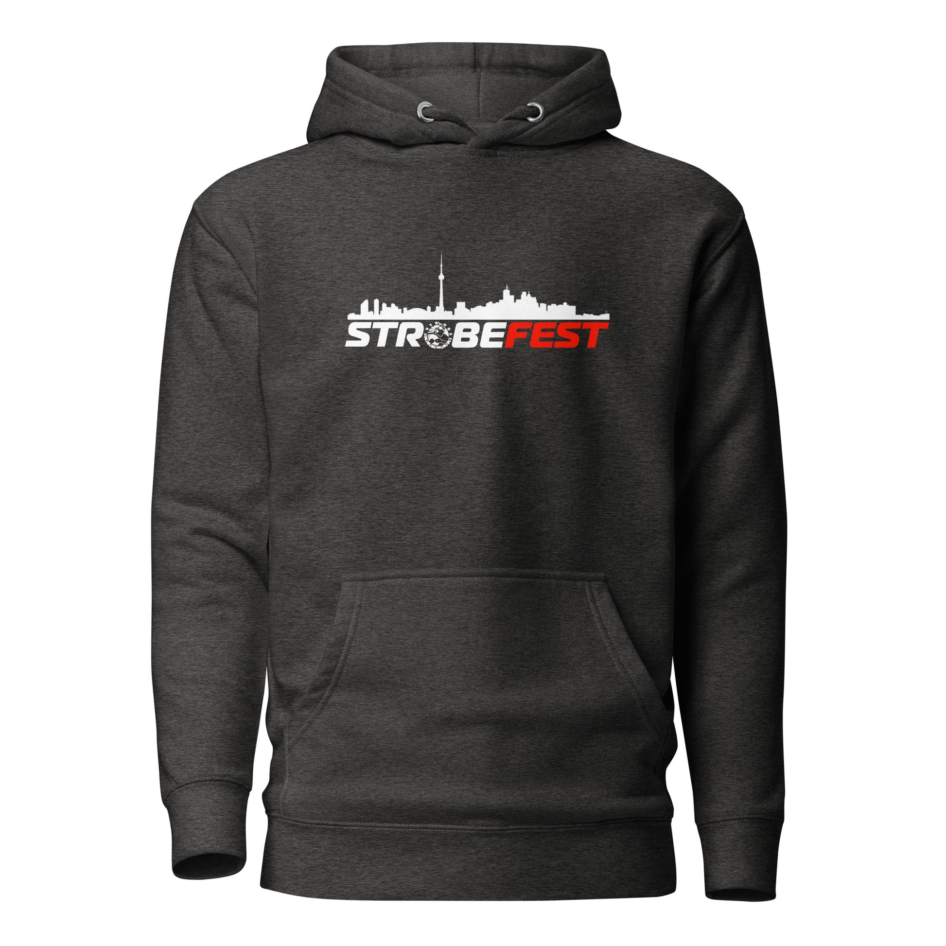 StrobeFest Classic Unisex Hoodie in Charcoal, front view