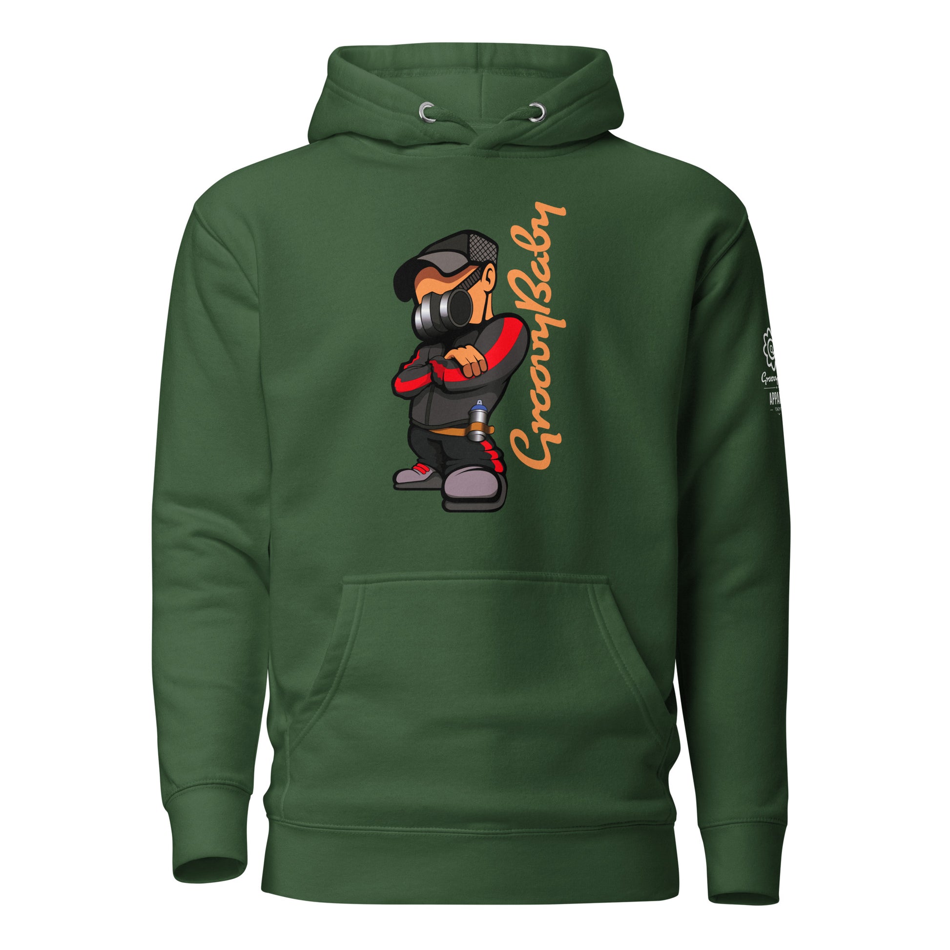 Groovy Baby B-Boy Premium Unisex Hoodie in Forest green, front view