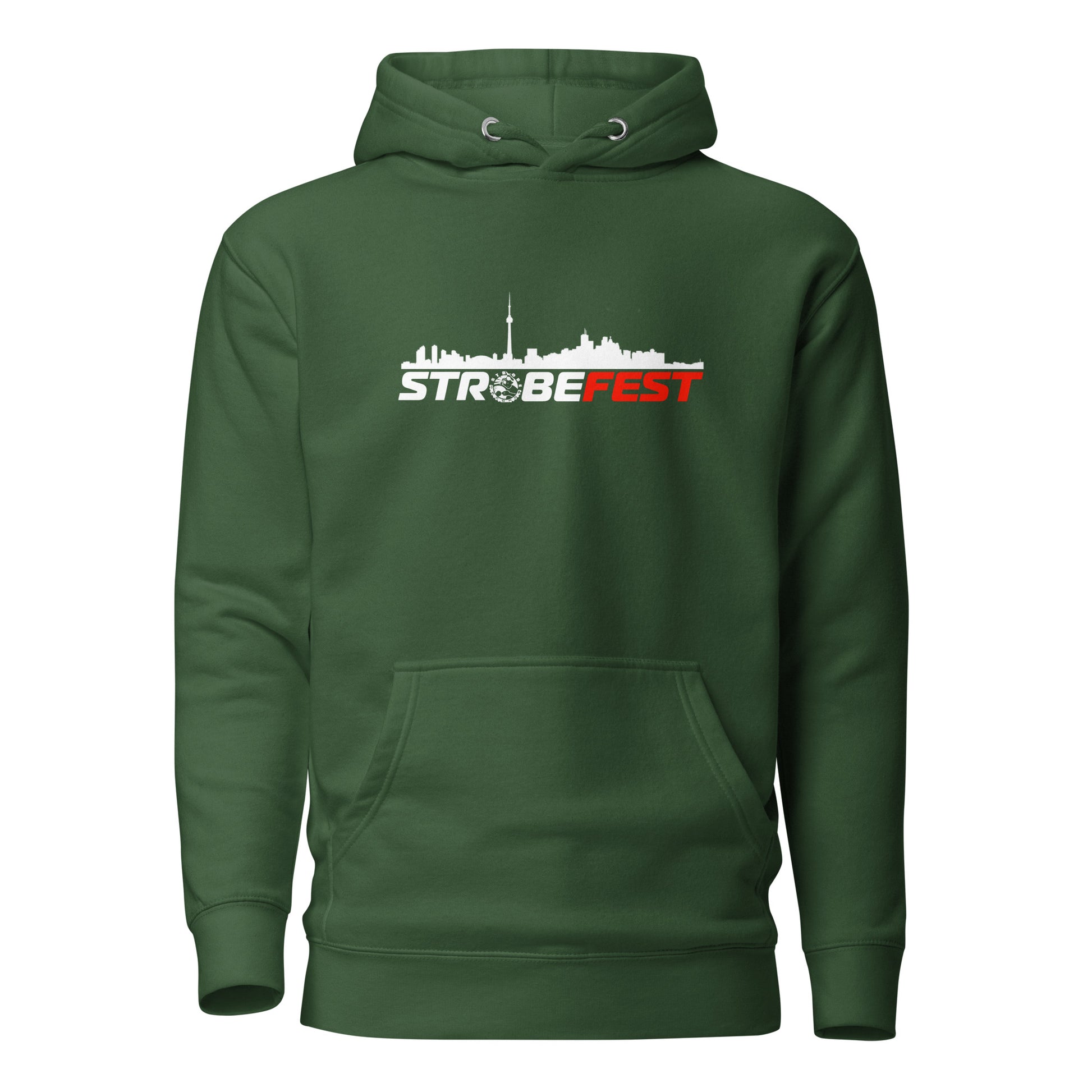 StrobeFest Classic Unisex Hoodie in Forest green, front view