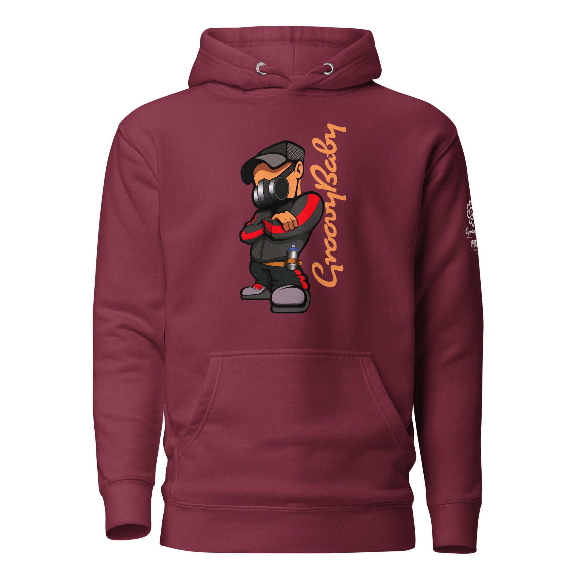 Groovy Baby B-Boy Premium Unisex Hoodie in Maroon, front view