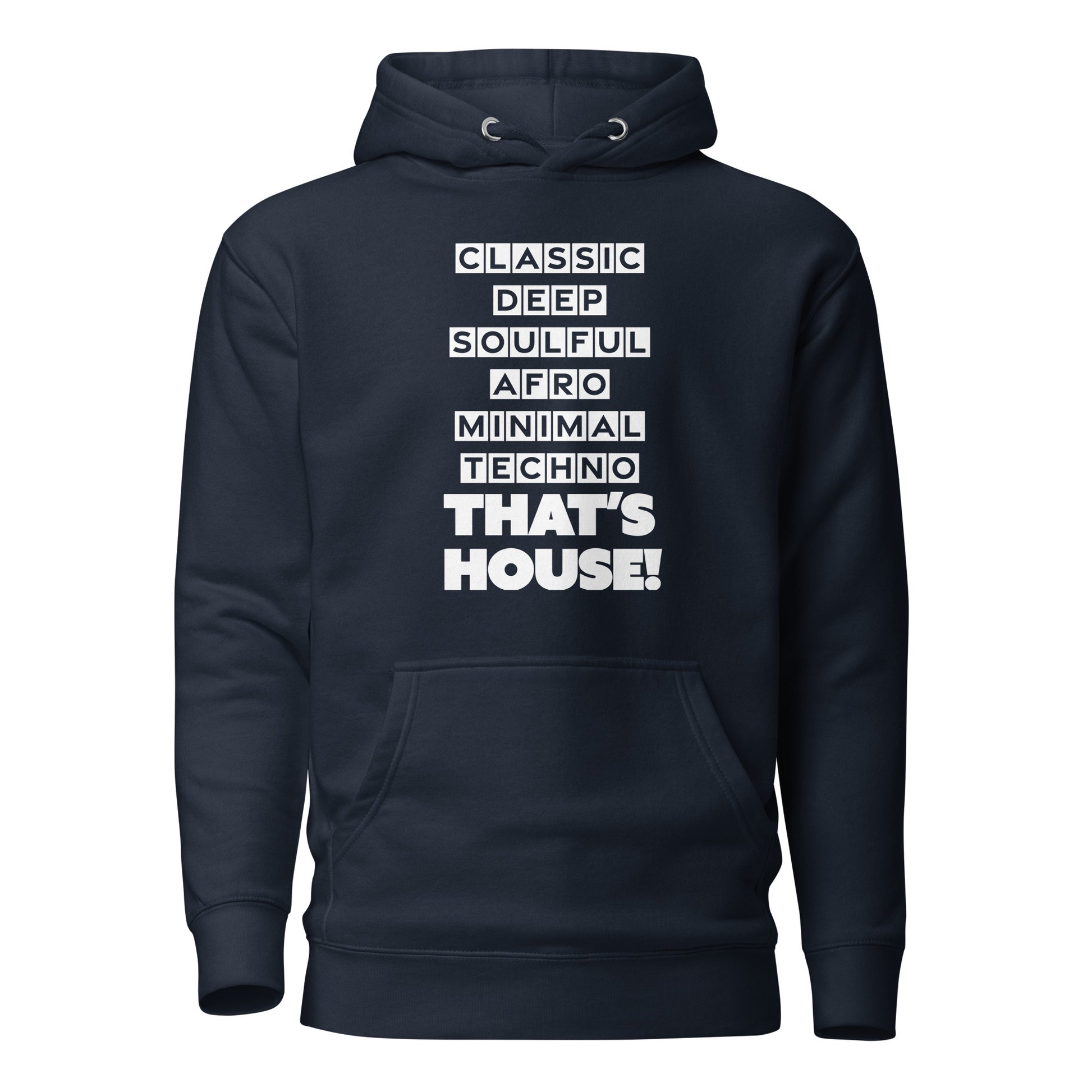 That's House Unisex Classic Hoodie in Navy, front view