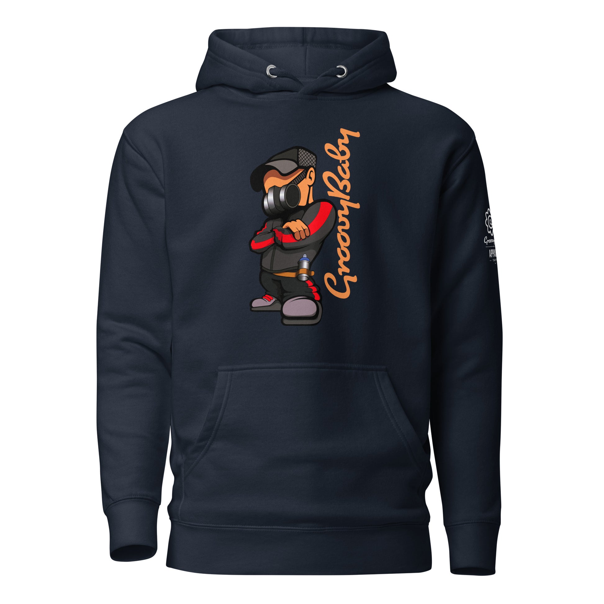Groovy Baby B-Boy Premium Unisex Hoodie in Navy, front view