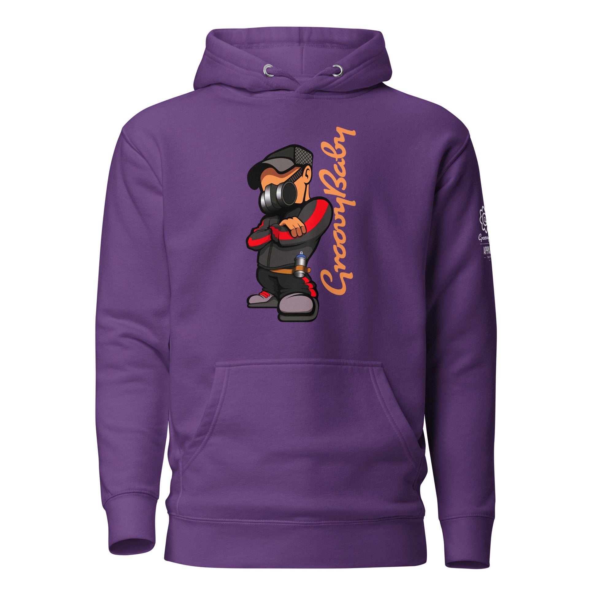Groovy Baby B-Boy Premium Unisex Hoodie in Purple, front view