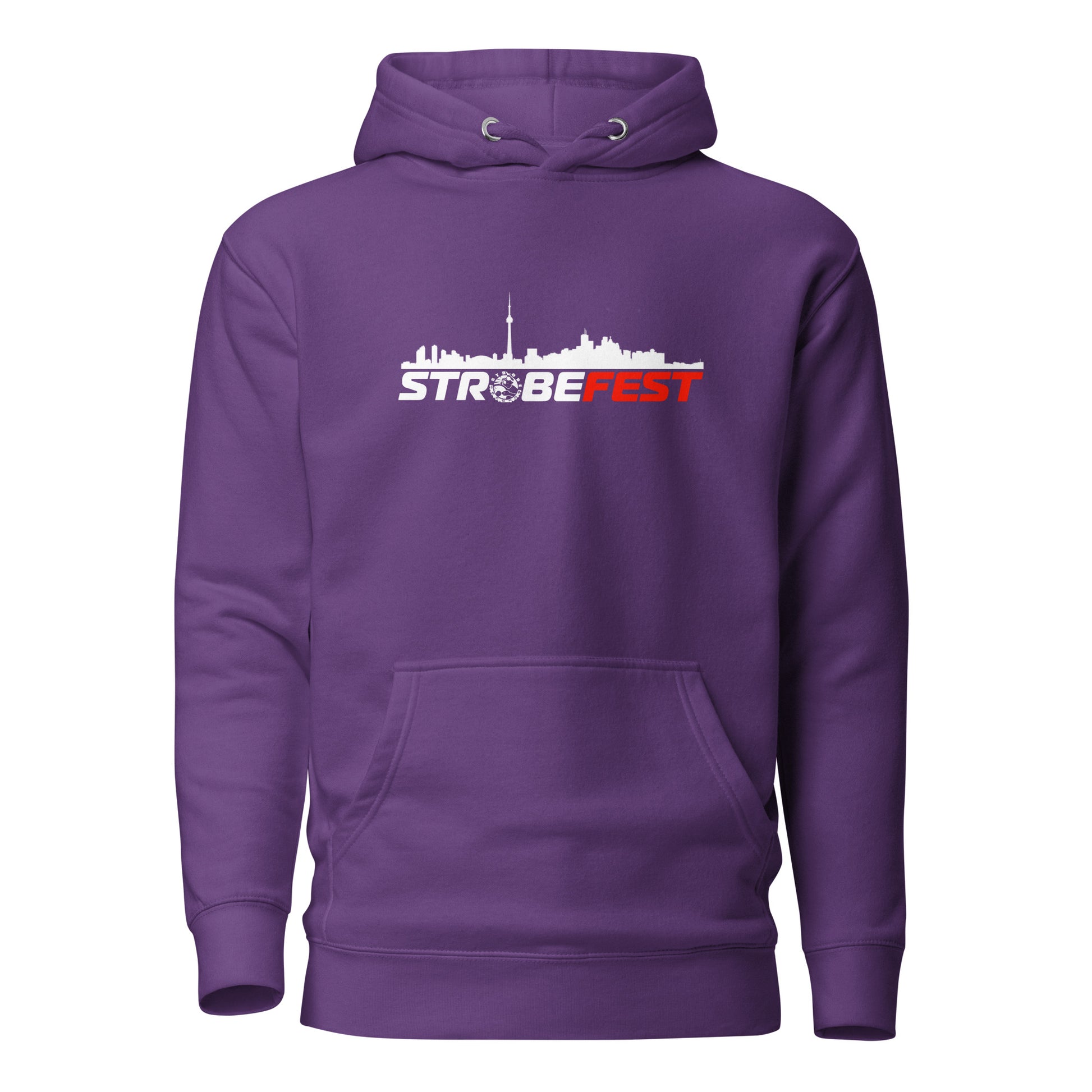 StrobeFest Classic Unisex Hoodie in Purple, front view