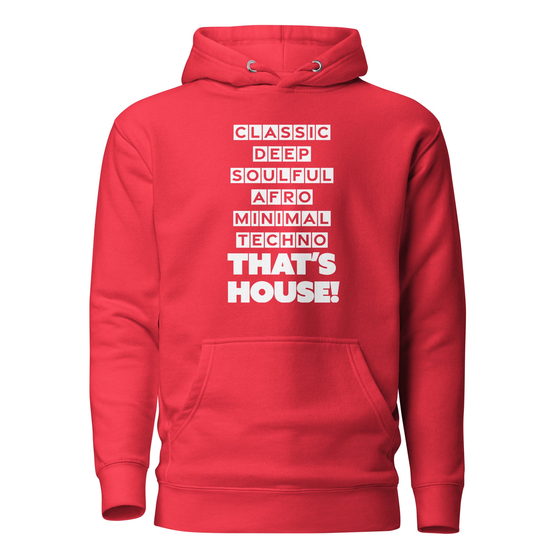 That's House Unisex Classic Hoodie in Red, front view