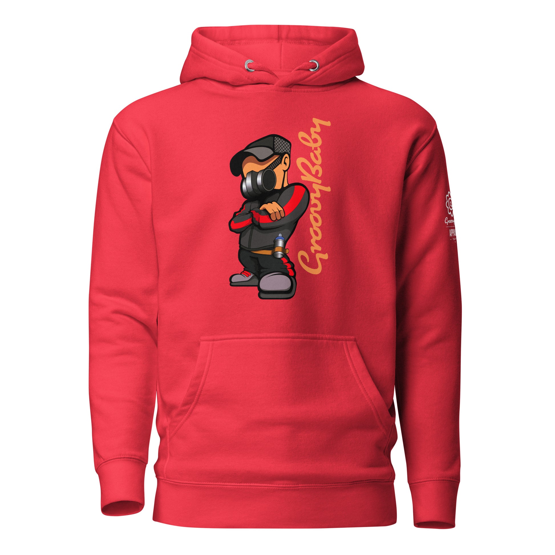 Groovy Baby B-Boy Premium Unisex Hoodie in Red, front view