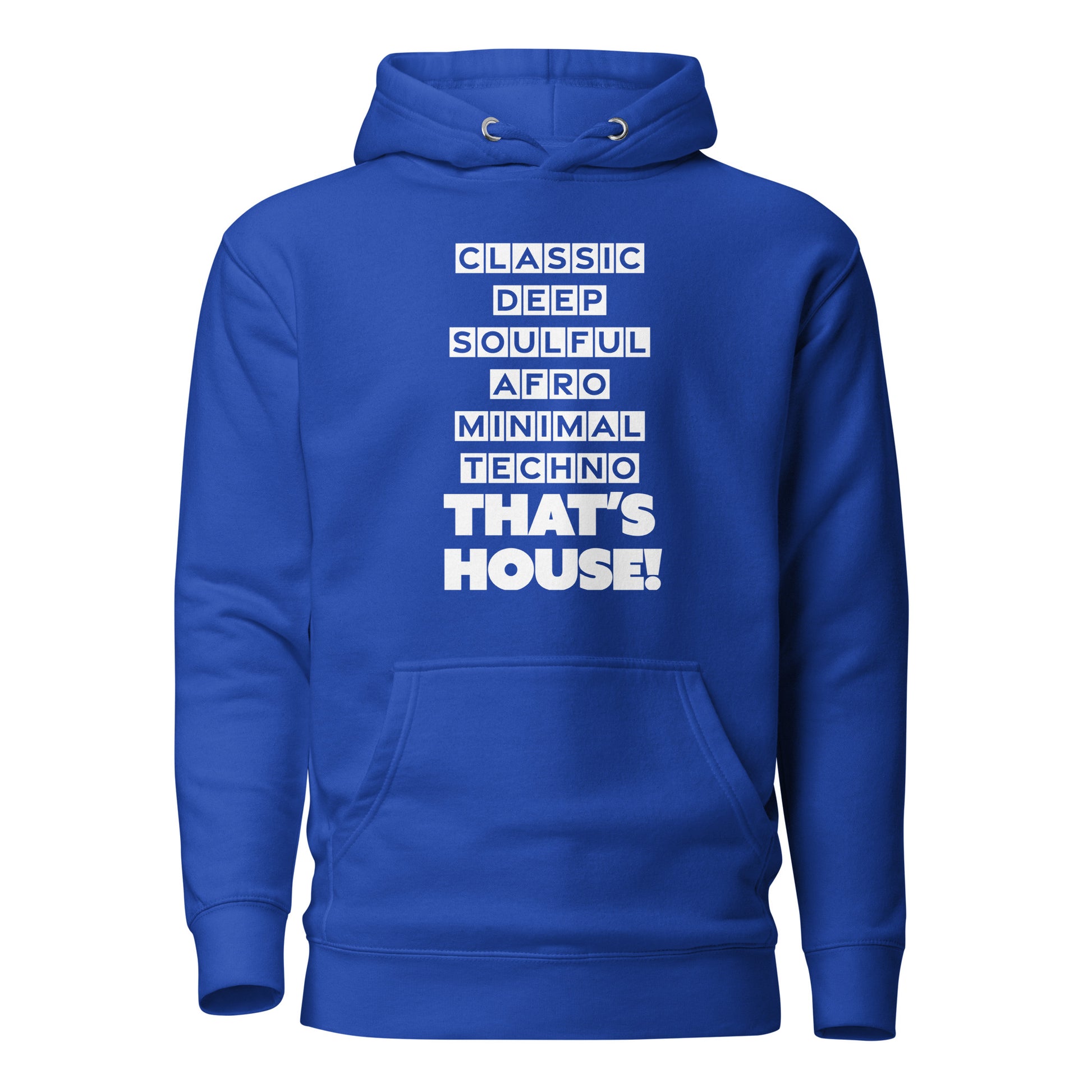 That's House Unisex Classic Hoodie in Royal, front view