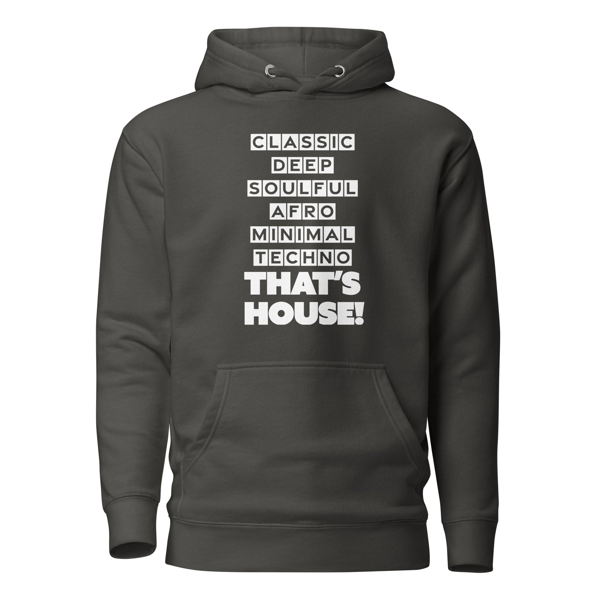 That's House Unisex Classic Hoodie in Black, front view