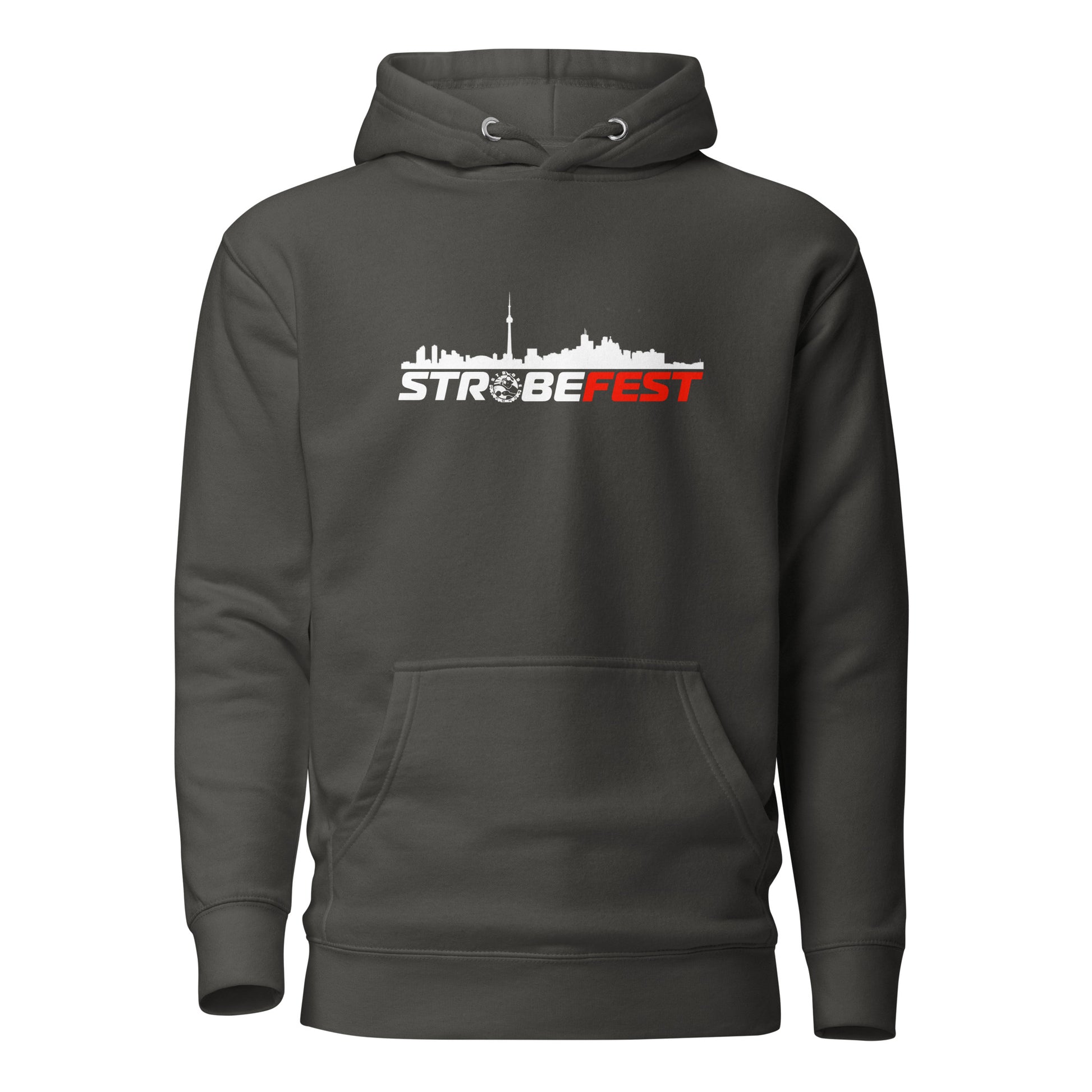 StrobeFest Classic Unisex Hoodie in Black, front view