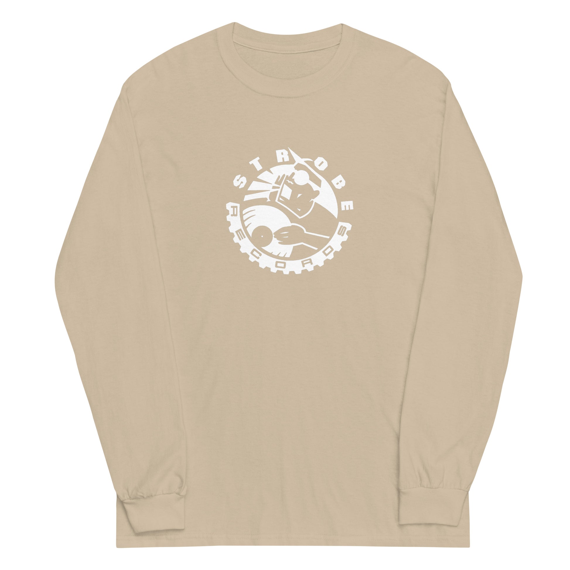 Strobe Records Men’s Long Sleeve Shirt in Sand, front view