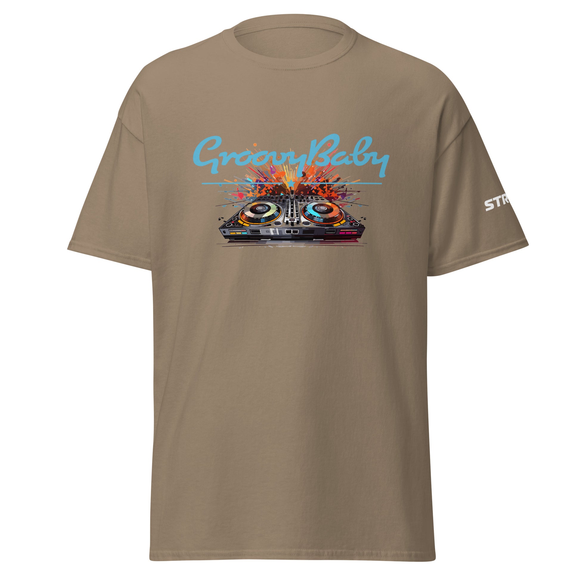 Groovy Baby DJ Premium Unisex T-Shirt in Brown savana, front view