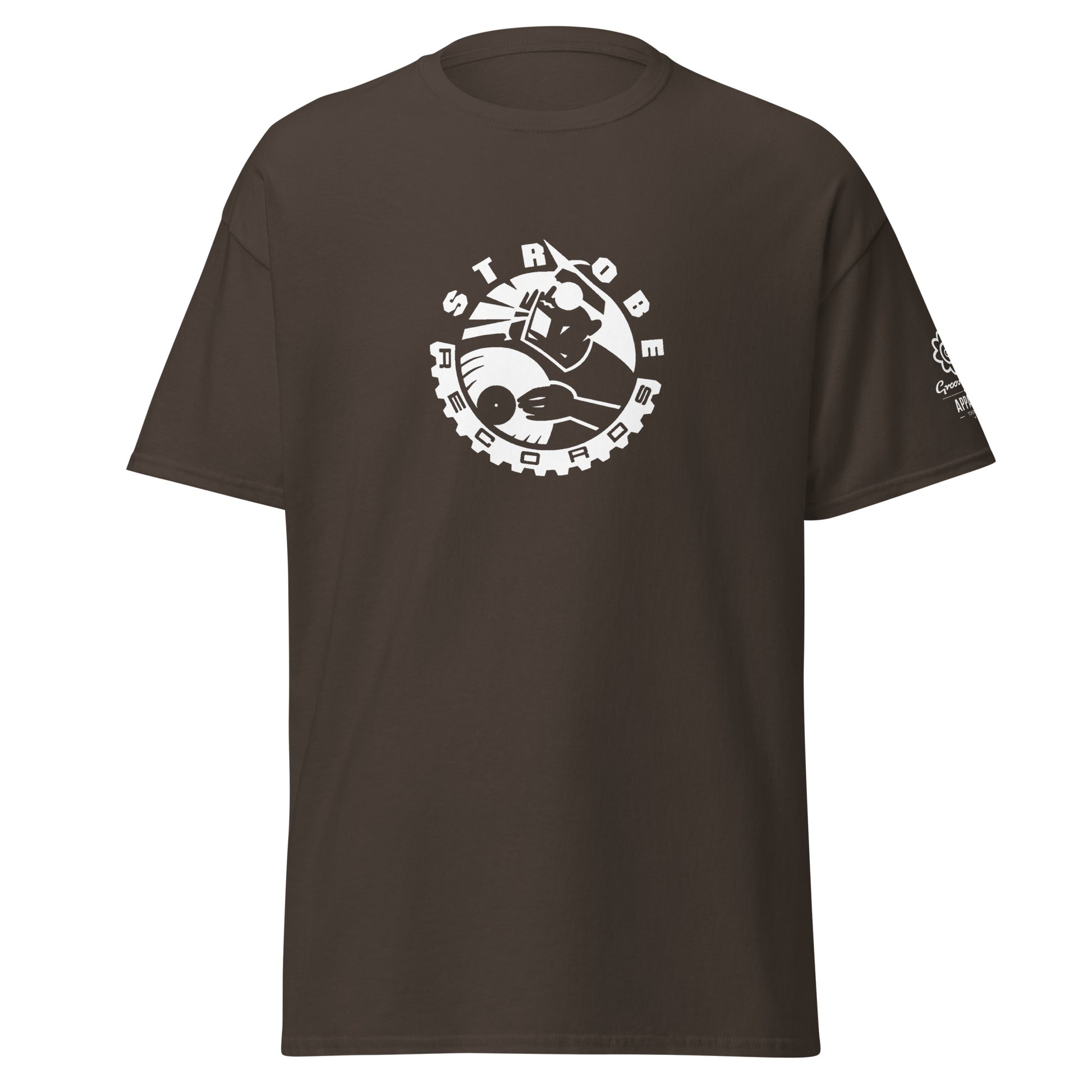 Strobe Records Premium Classic T-Shirt in Dark chocolate, front view
