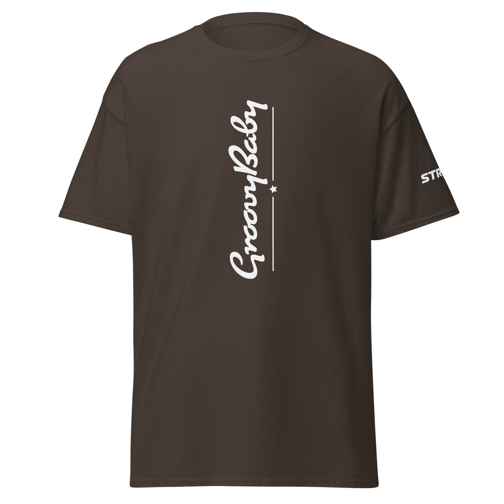 Groovy Baby Vertical Premium Unisex T-Shirt in Dark chocolate, front view