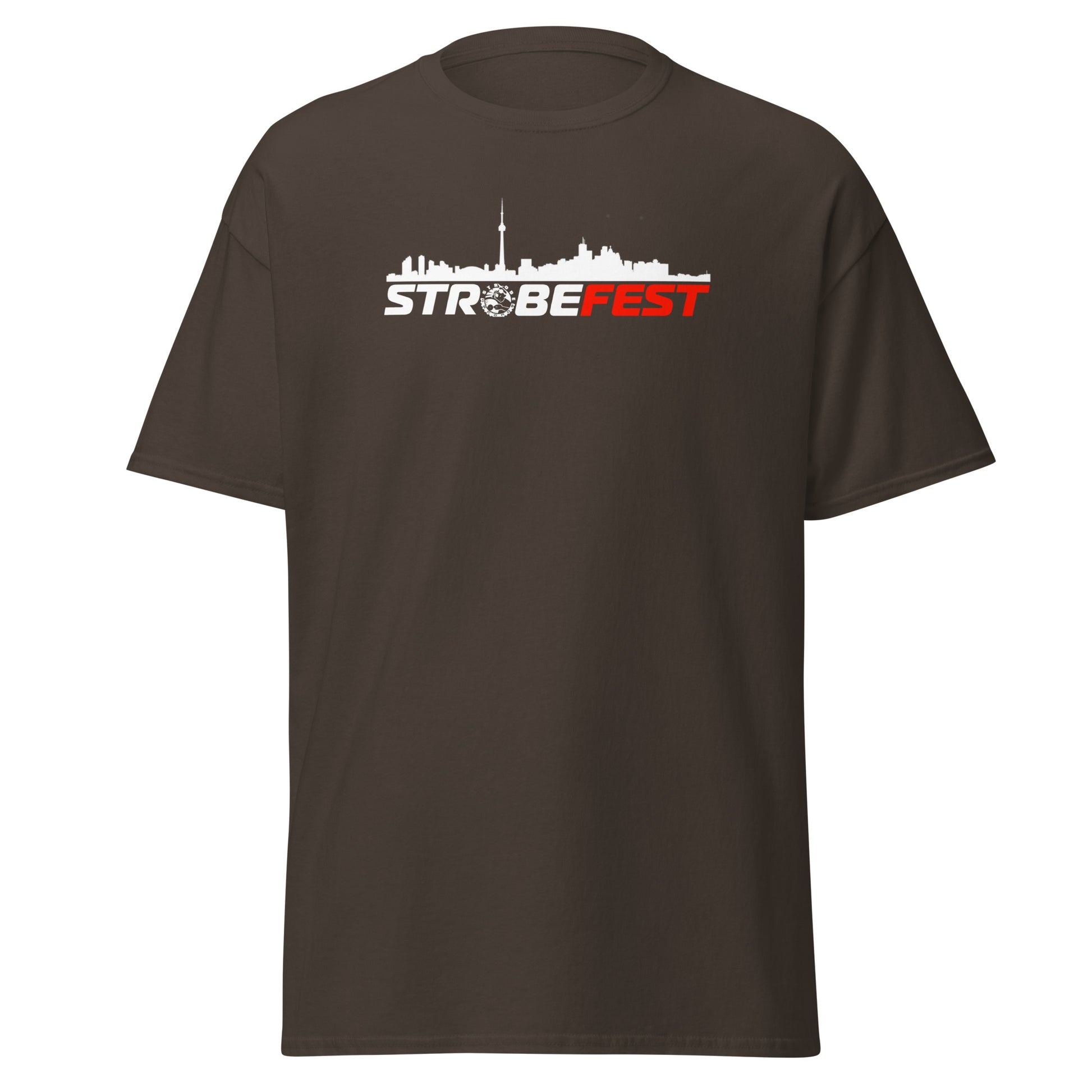 StrobeFest Unisex Premium T-Shirt in Dark chocolate, front view