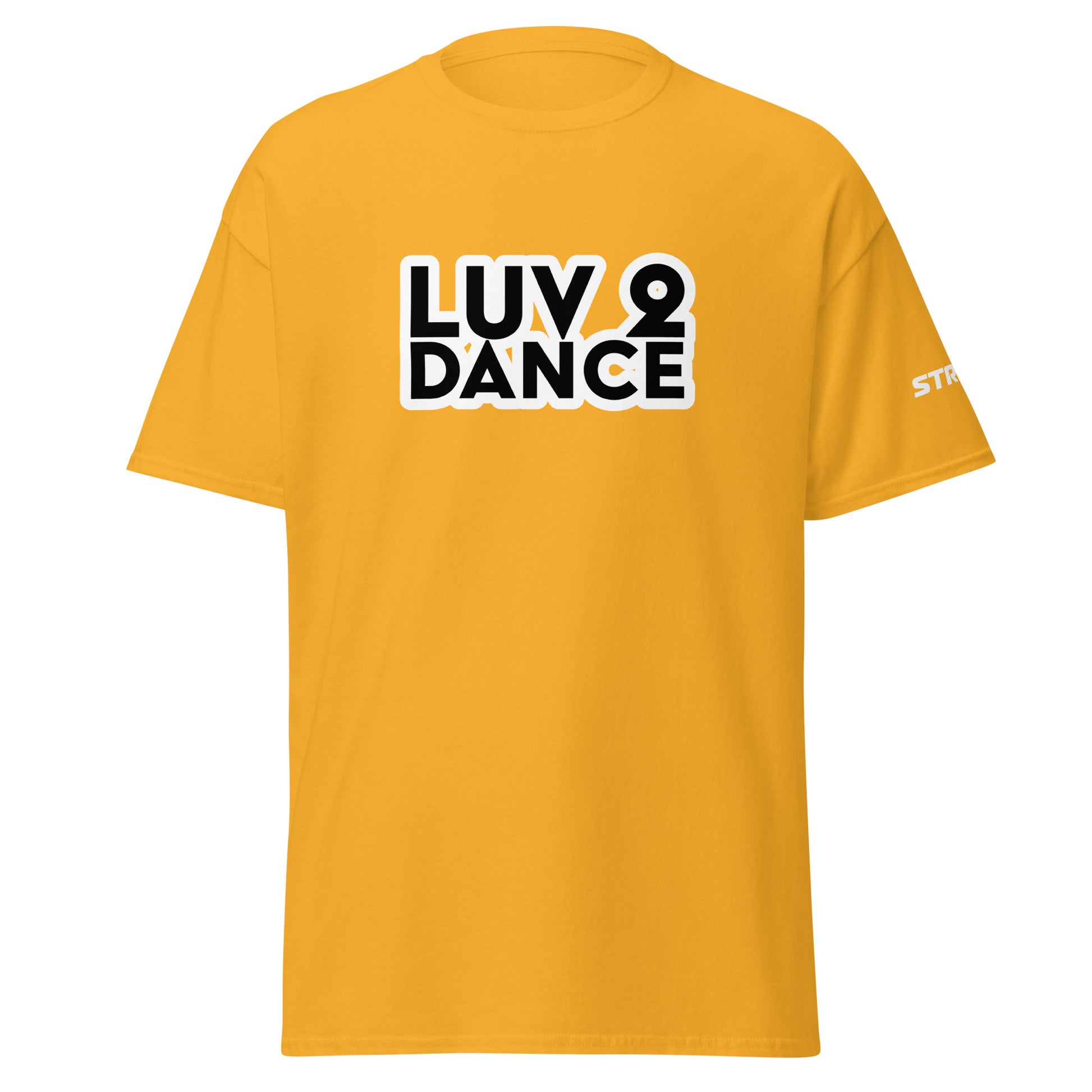 Luv 2 Dance Premium Unisex T-Shirt in Gold, front view