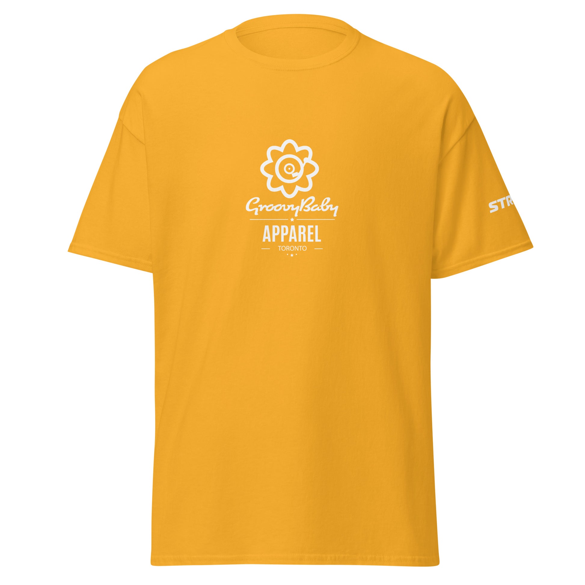 Groovy Baby Apparel Premium Unisex T-Shirt in Gold, front view