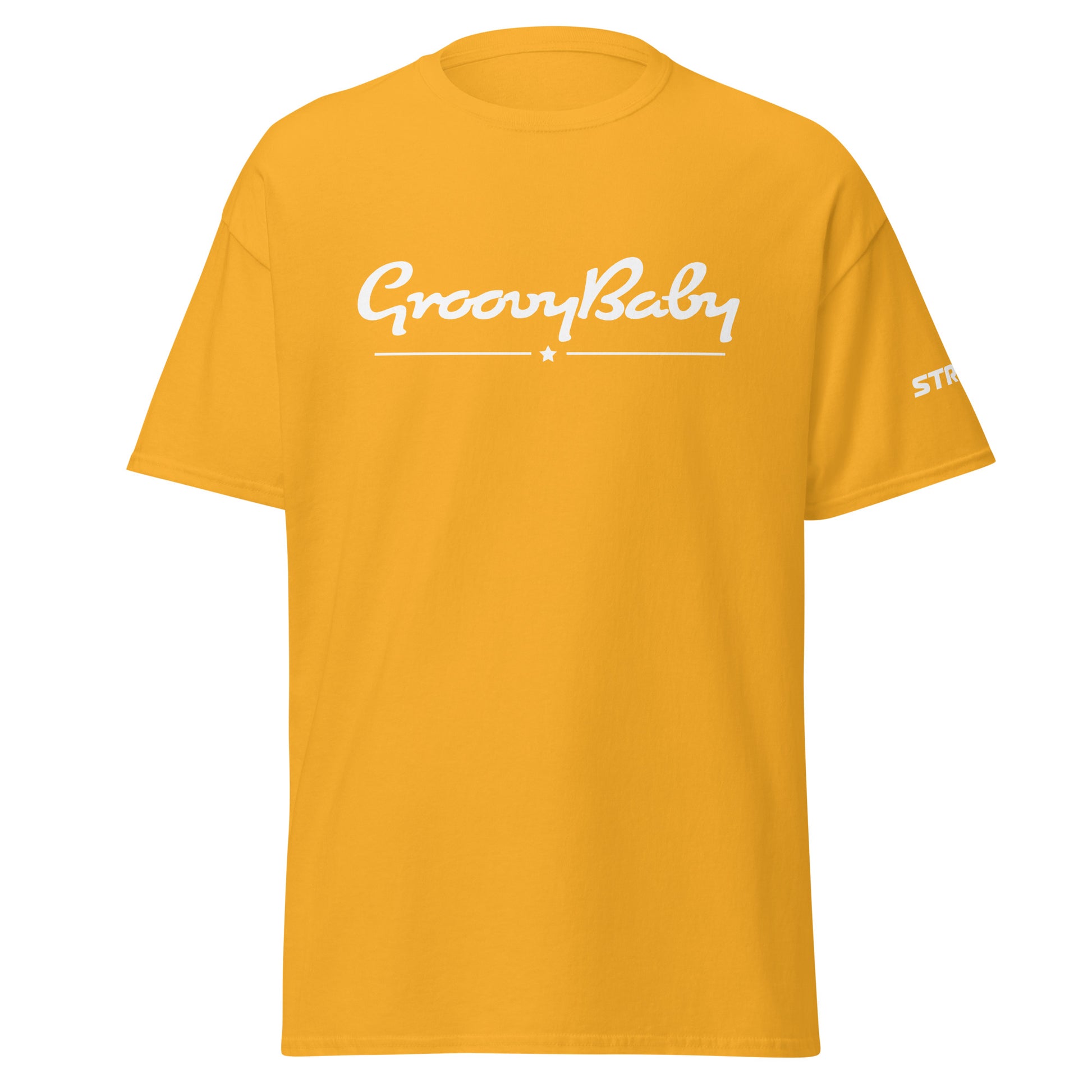 Groovy Baby Premium Unisex T-Shirt in Gold, front view