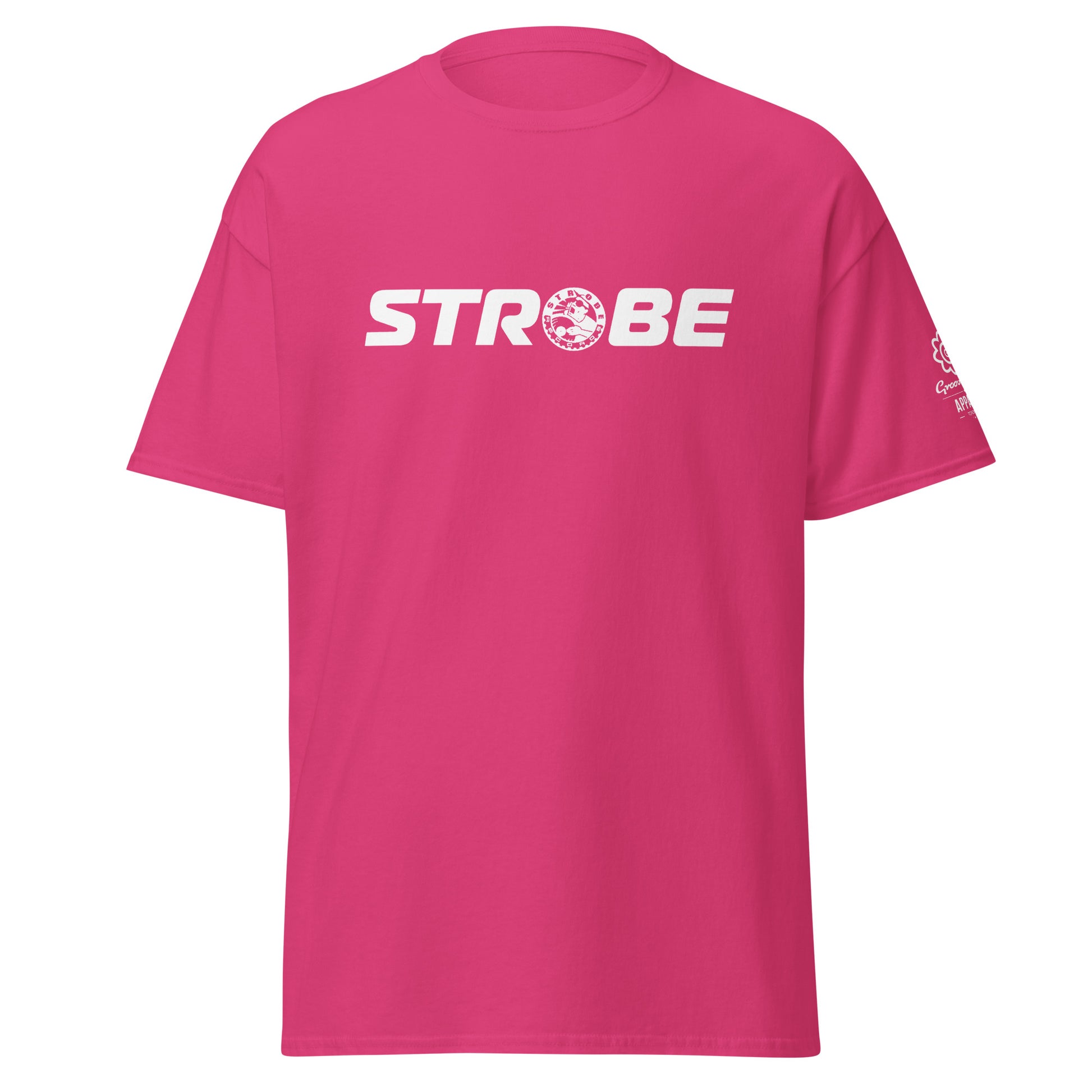 Strobe Horizon Premium Unisex T-Shirt in Heliconia, front view