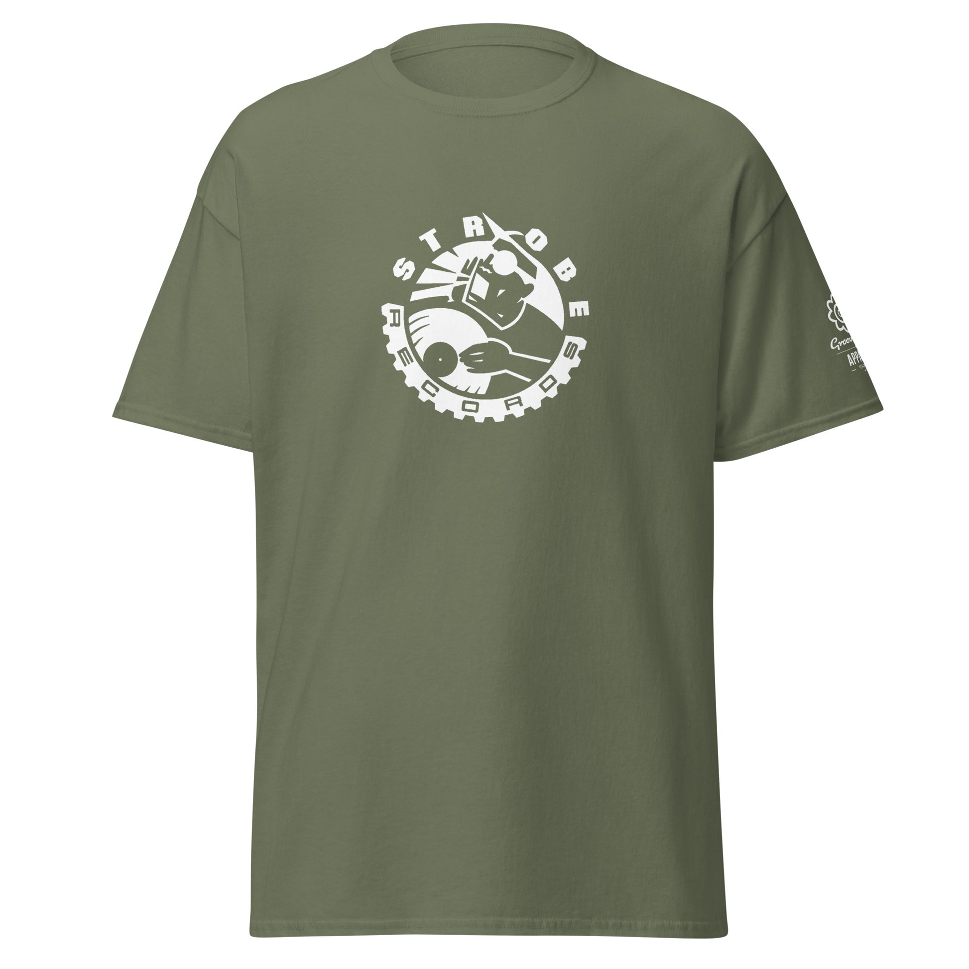 Strobe Records Premium Classic T-Shirt in Military green, front view