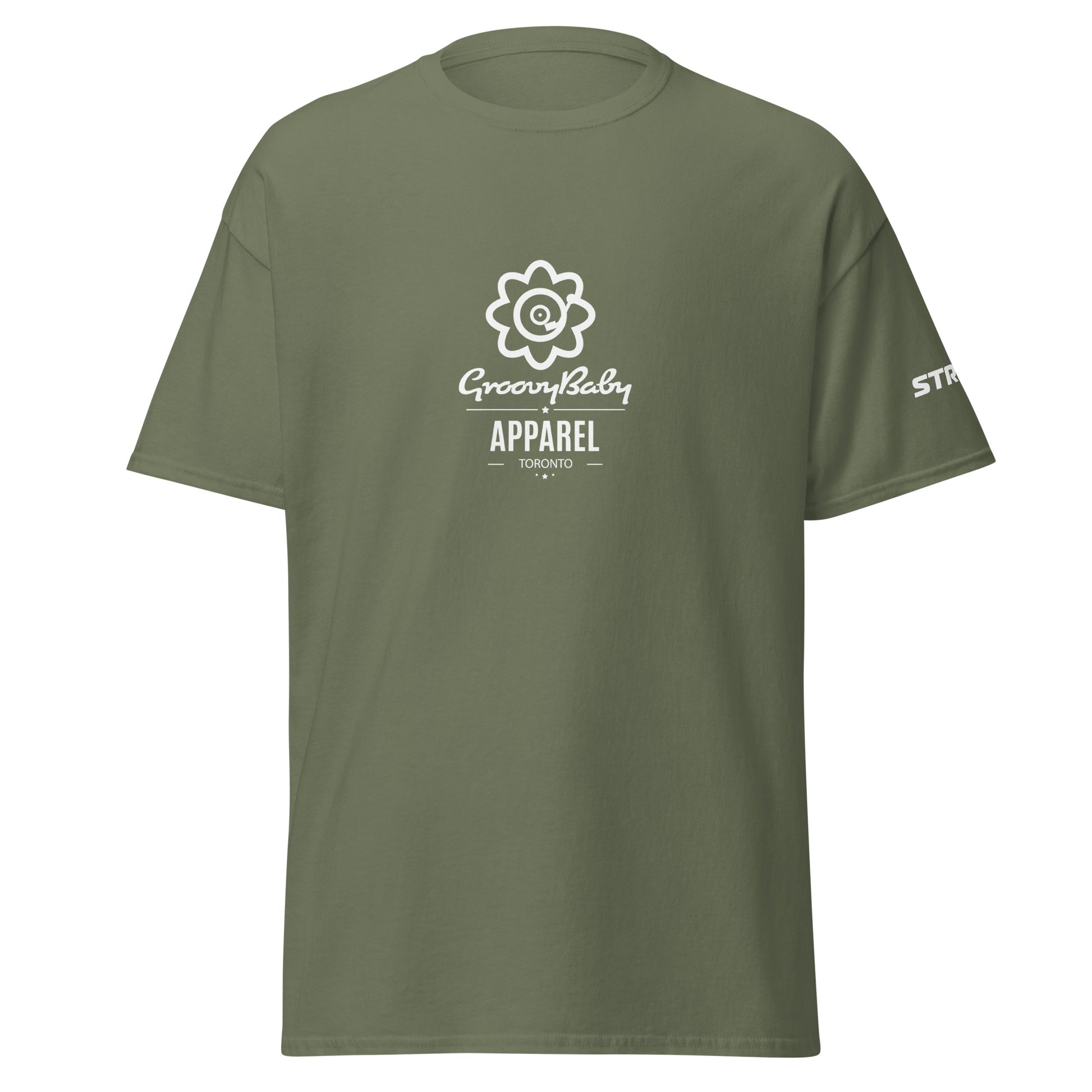 Groovy Baby Apparel Premium Unisex T-Shirt in Military green, front view