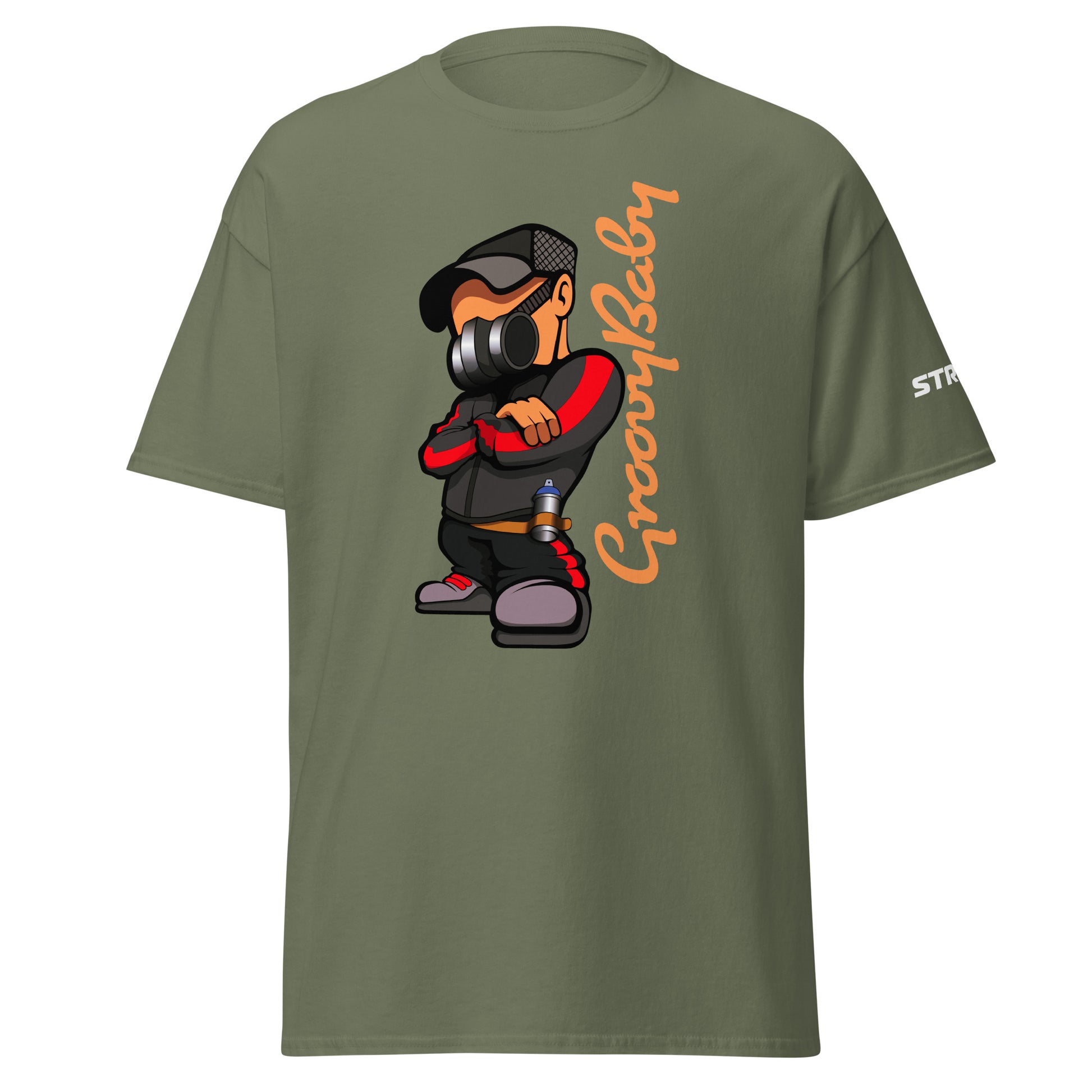 Groovy Baby B-Boy Premium Unisex T-Shirt in Military green, front view