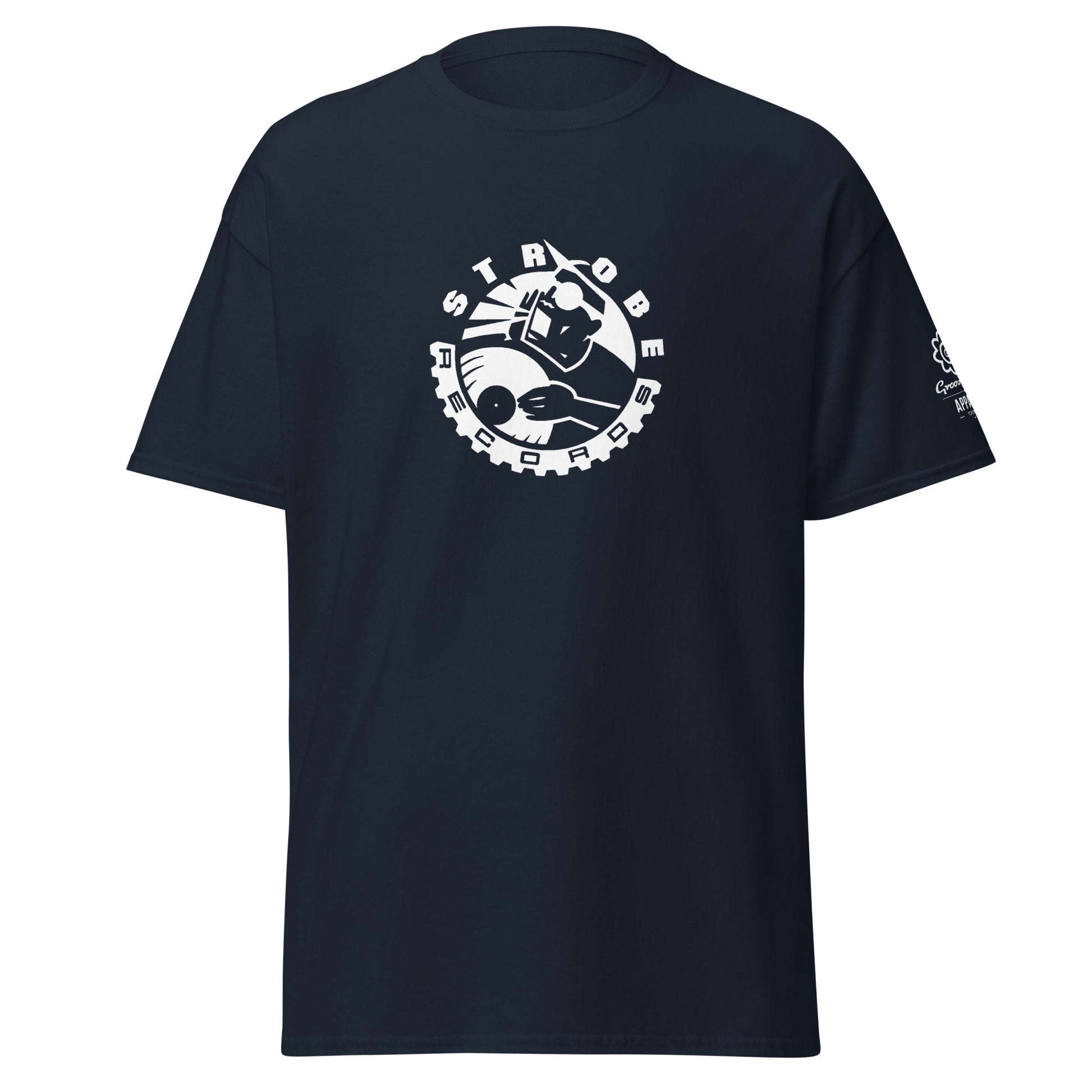 Strobe Records Premium Classic T-Shirt in Navy, front view