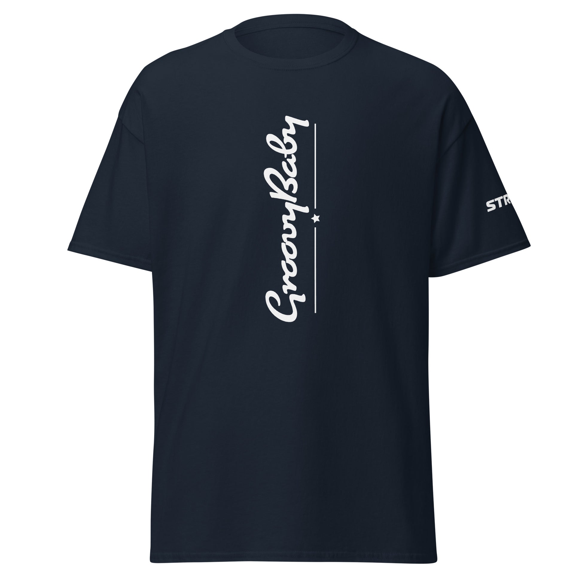 Groovy Baby Vertical Premium Unisex T-Shirt in Navy, front view