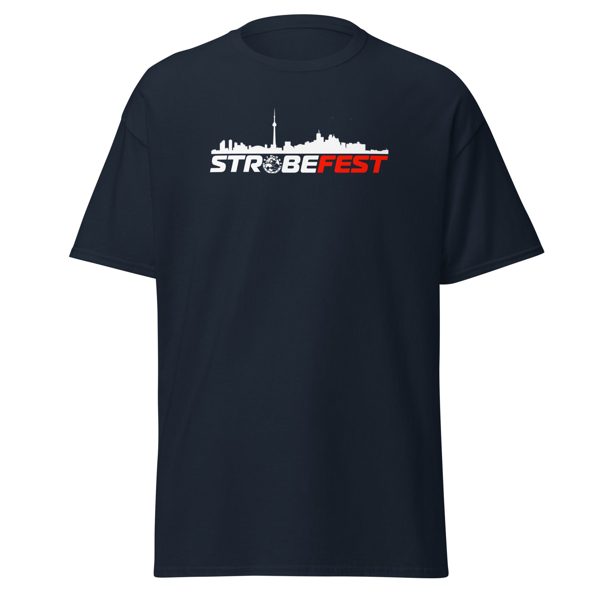 StrobeFest Unisex Premium T-Shirt in Navy, front view