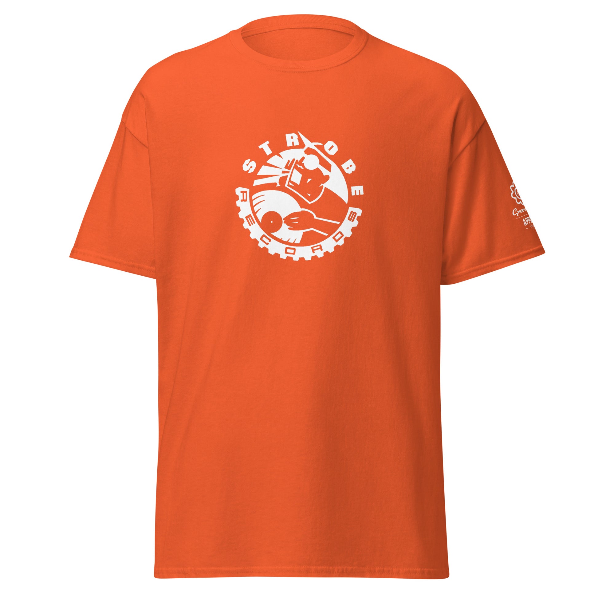 Strobe Records Premium Classic T-Shirt in Orange, front view