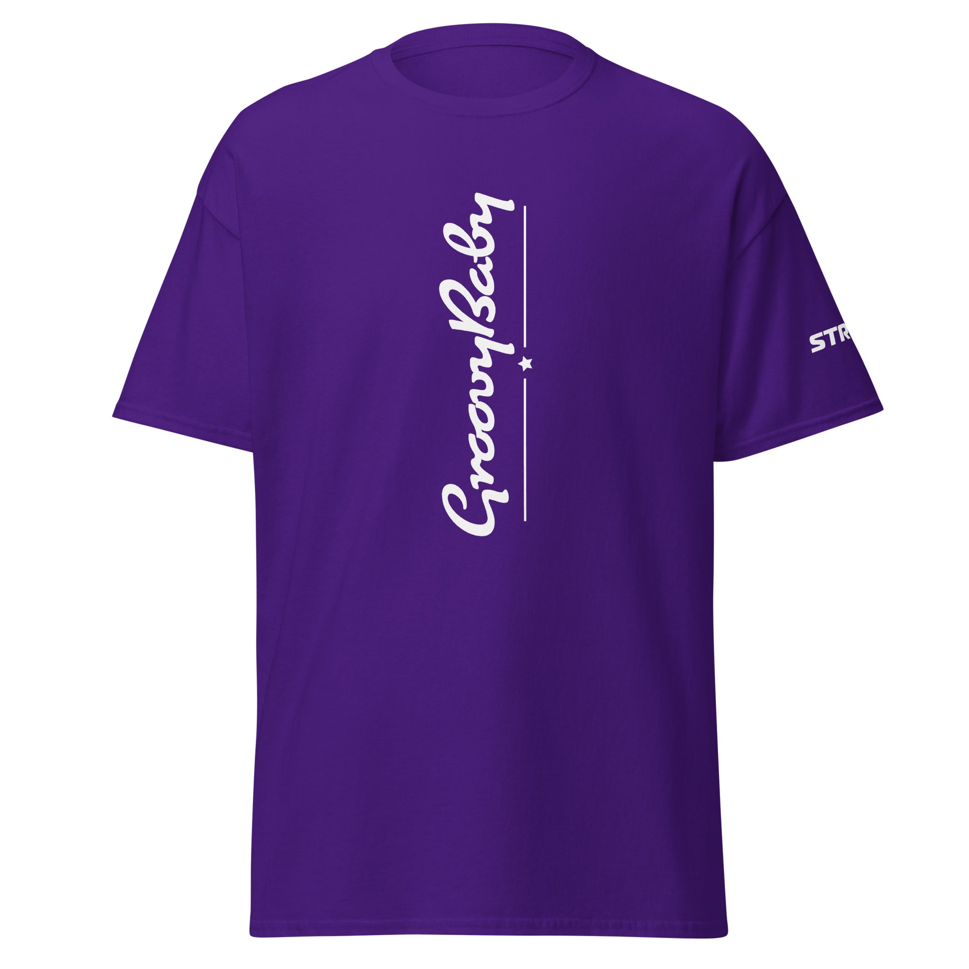 Groovy Baby Vertical Premium Unisex T-Shirt in Purple, front view