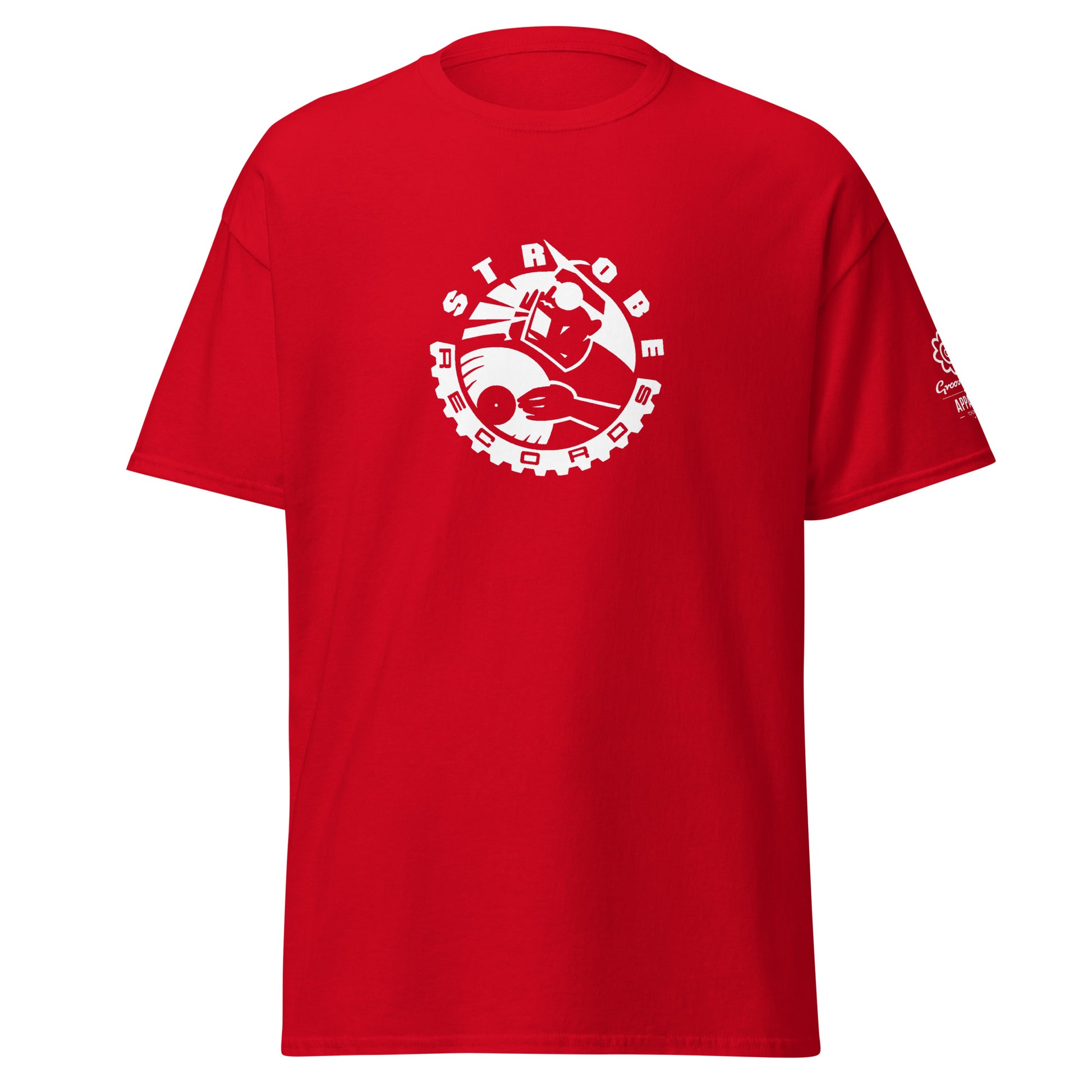 Strobe Records Premium Classic T-Shirt in Red, front view