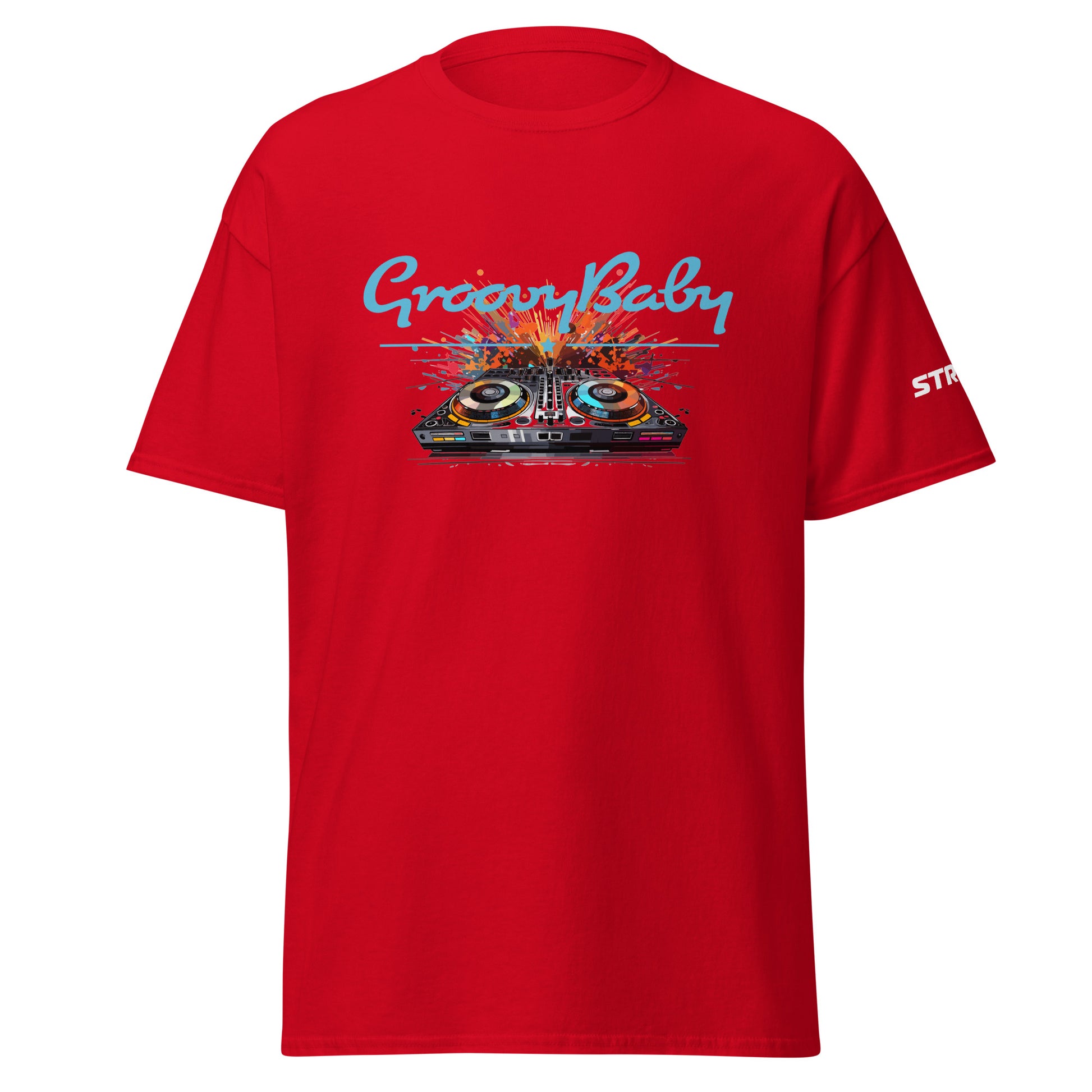 Groovy Baby DJ Premium Unisex T-Shirt in Red, front view