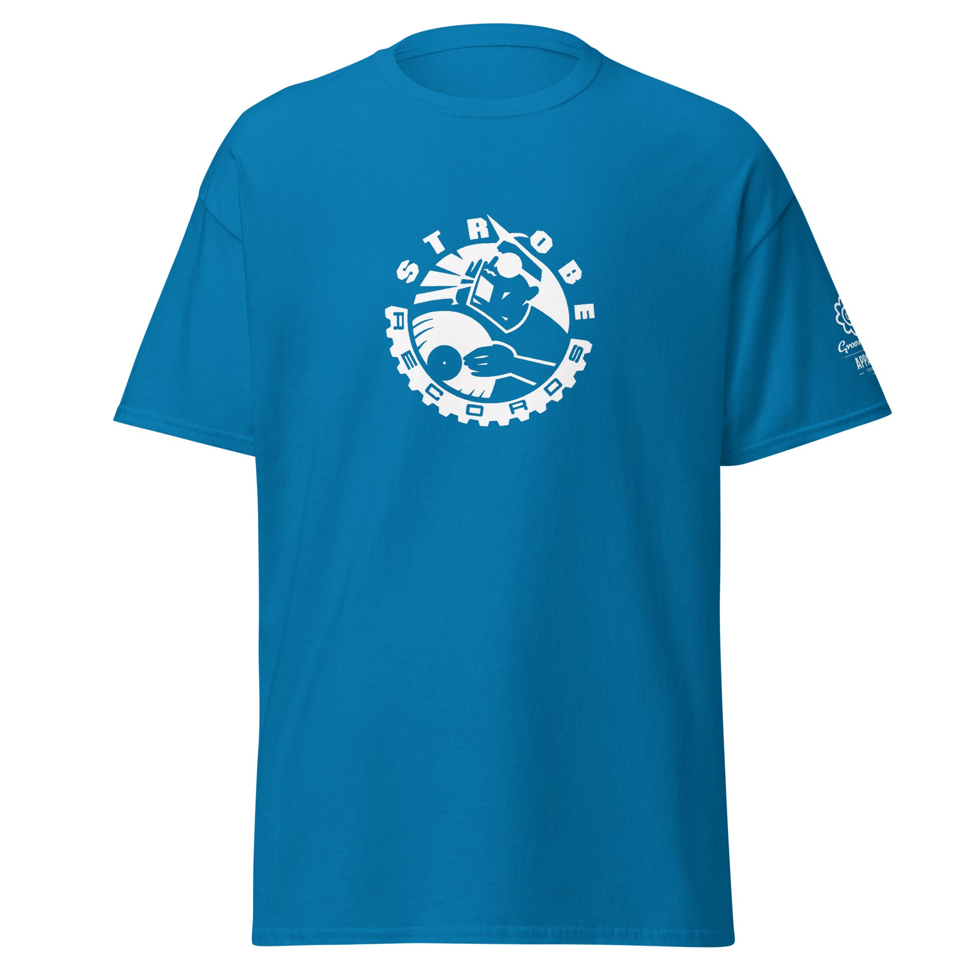 Strobe Records Premium Classic T-Shirt in Sapphire, front view