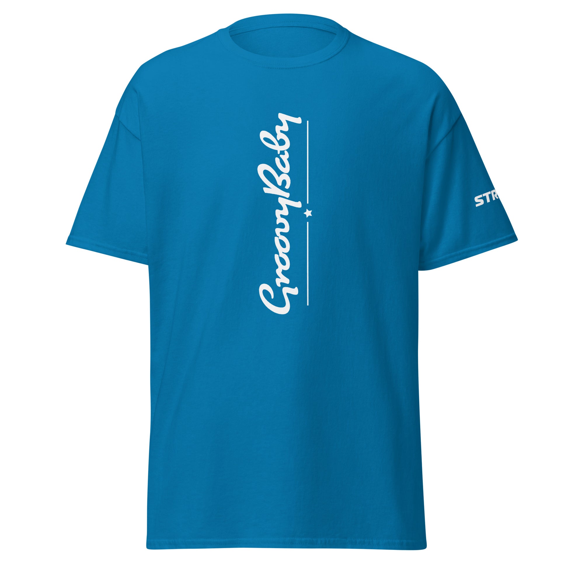 Groovy Baby Vertical Premium Unisex T-Shirt in Sapphire, front view