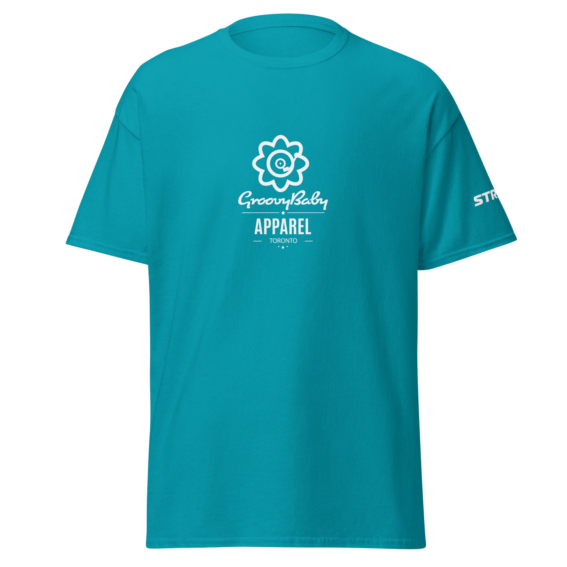 Groovy Baby Apparel Premium Unisex T-Shirt in Tropical blue, front view